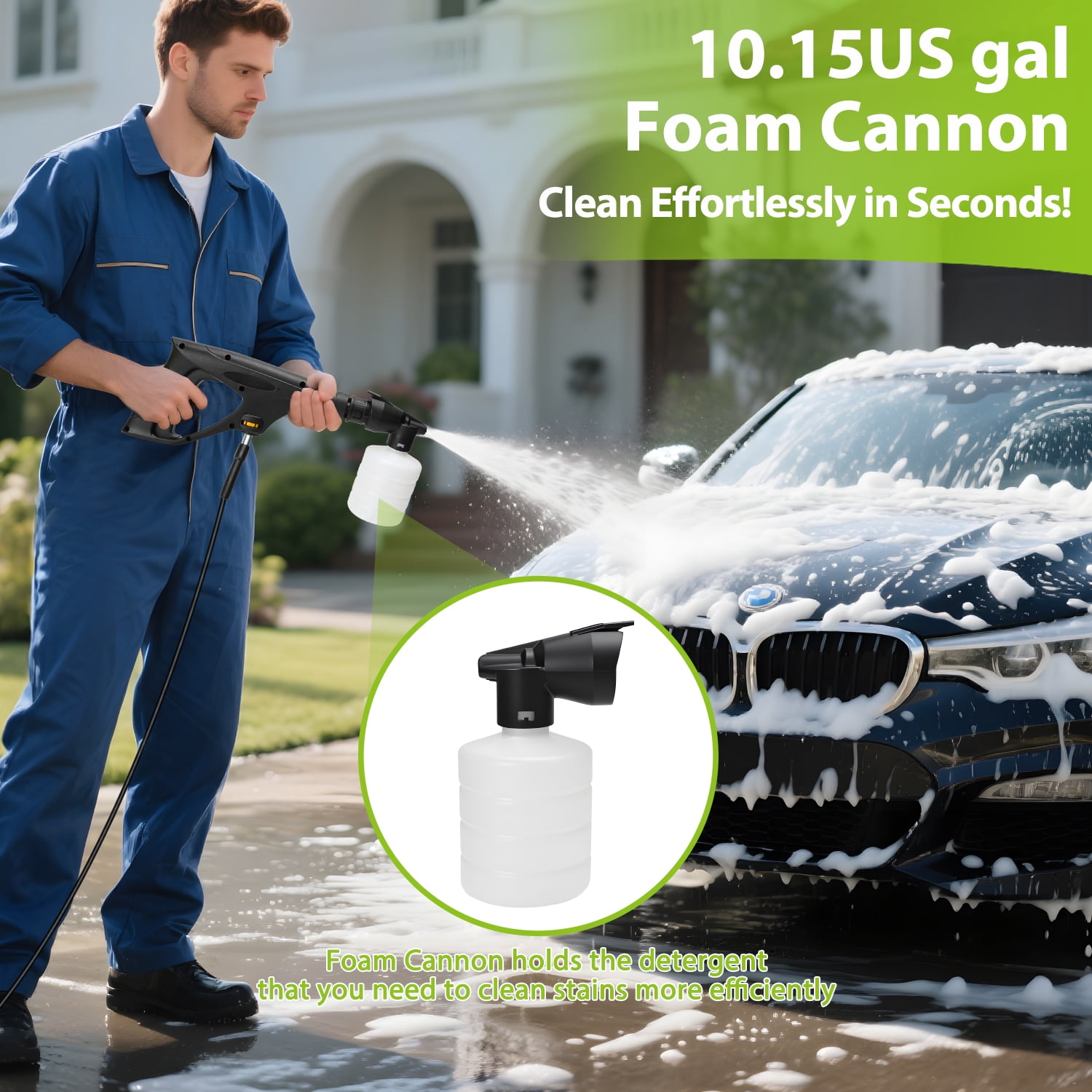 ZRSDIXKI 4000 PSI Electric Pressure Washer 2000W Power Cleaner with Foam Cannon (2.8 GPM, 26 ft Hose) ao6fd
