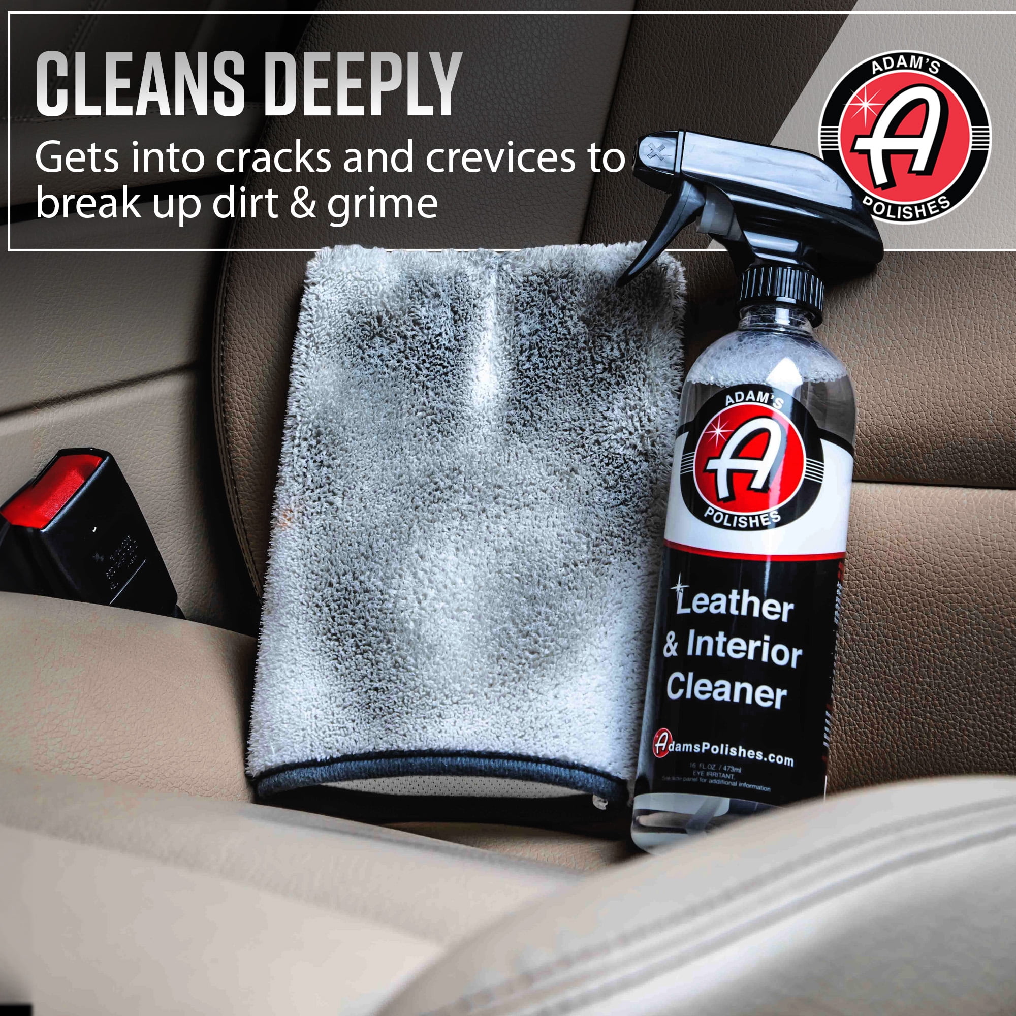Adam's Polishes Leather & Interior Cleaner, Professional Grade Multi-Surface Auto Detailer (16 fl oz) uynnn