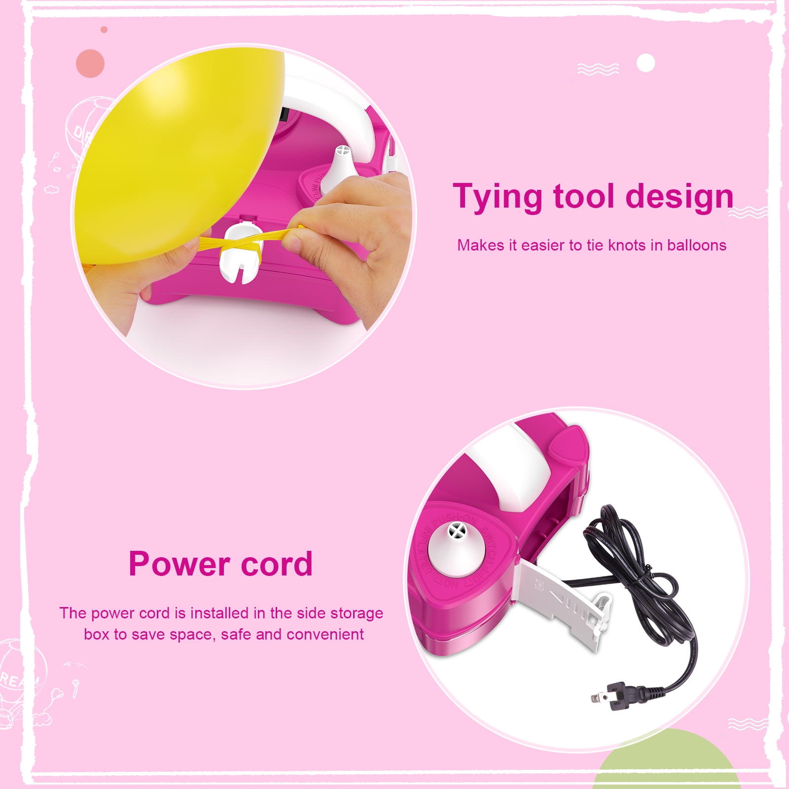 ID IDAODAN Electric Balloon Pump Dual Nozzle Inflator for Party Decorations (Red, 6.1 x 4.53 x 4.92 in) bzhtl