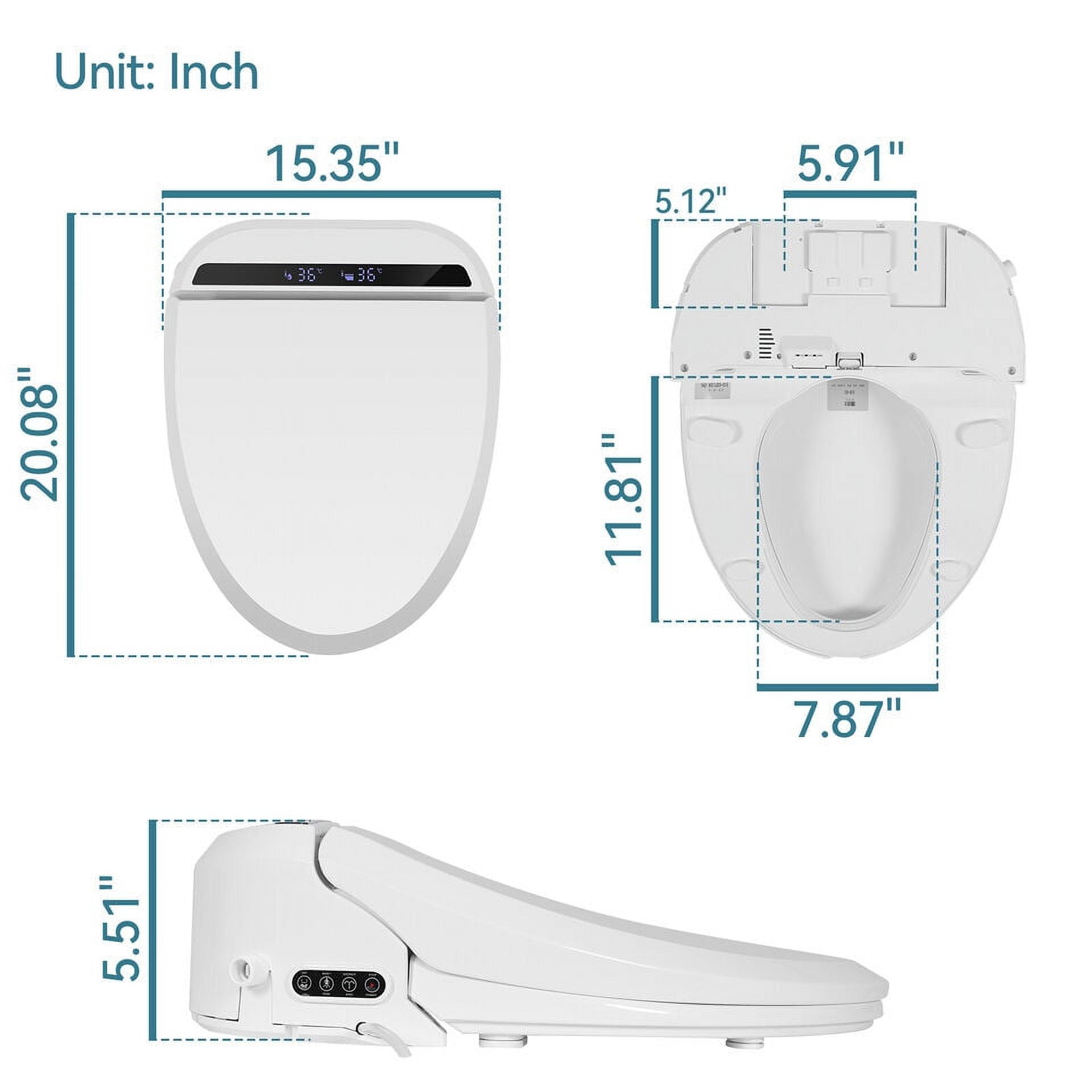 PULUOMIS Elongated Electronic Bidet Toilet Seat with Heated Seat and Self-Cleaning Nozzle (White) 7tf54