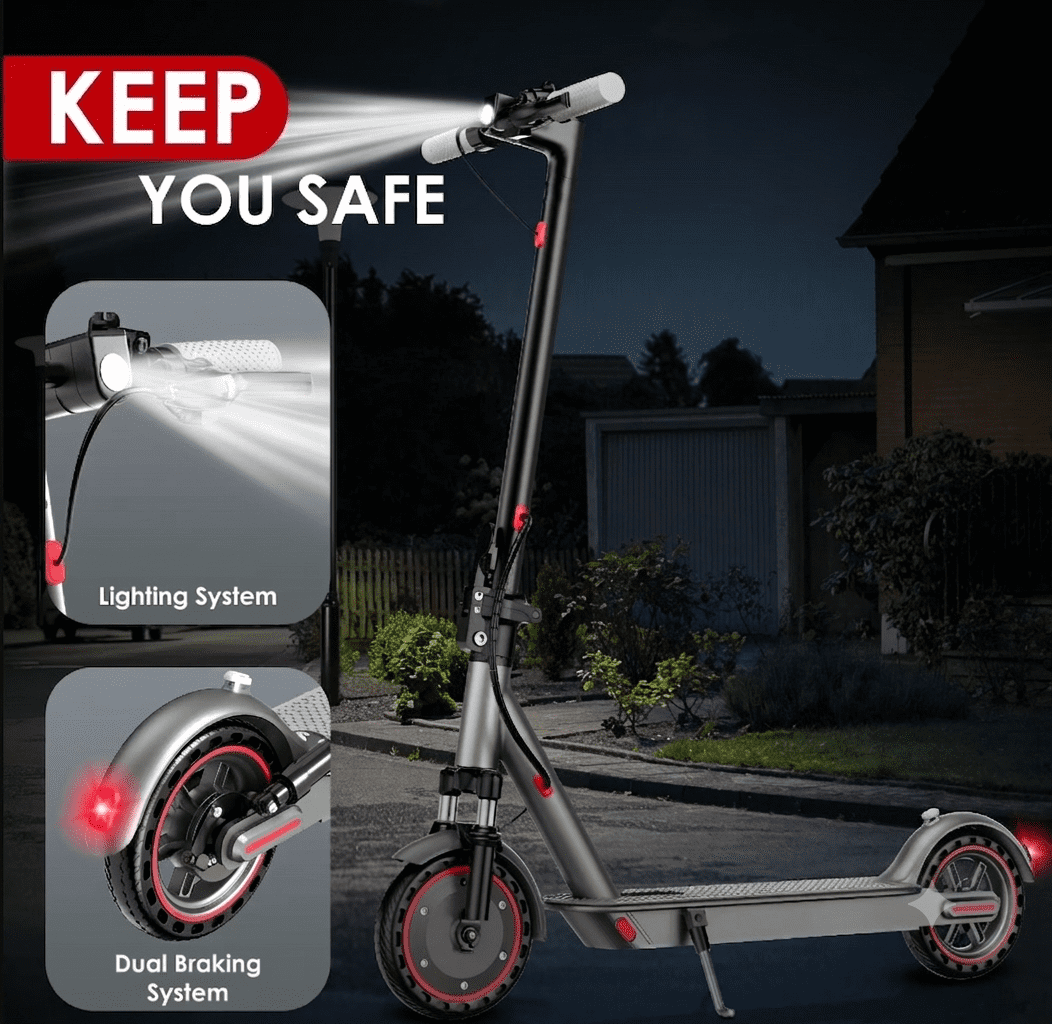 Kalorace Foldable Electric Scooter for Adults, 350W Motorized Commuter E-Scooter with Dual Suspension (Red, 8.5 in) pyb0h