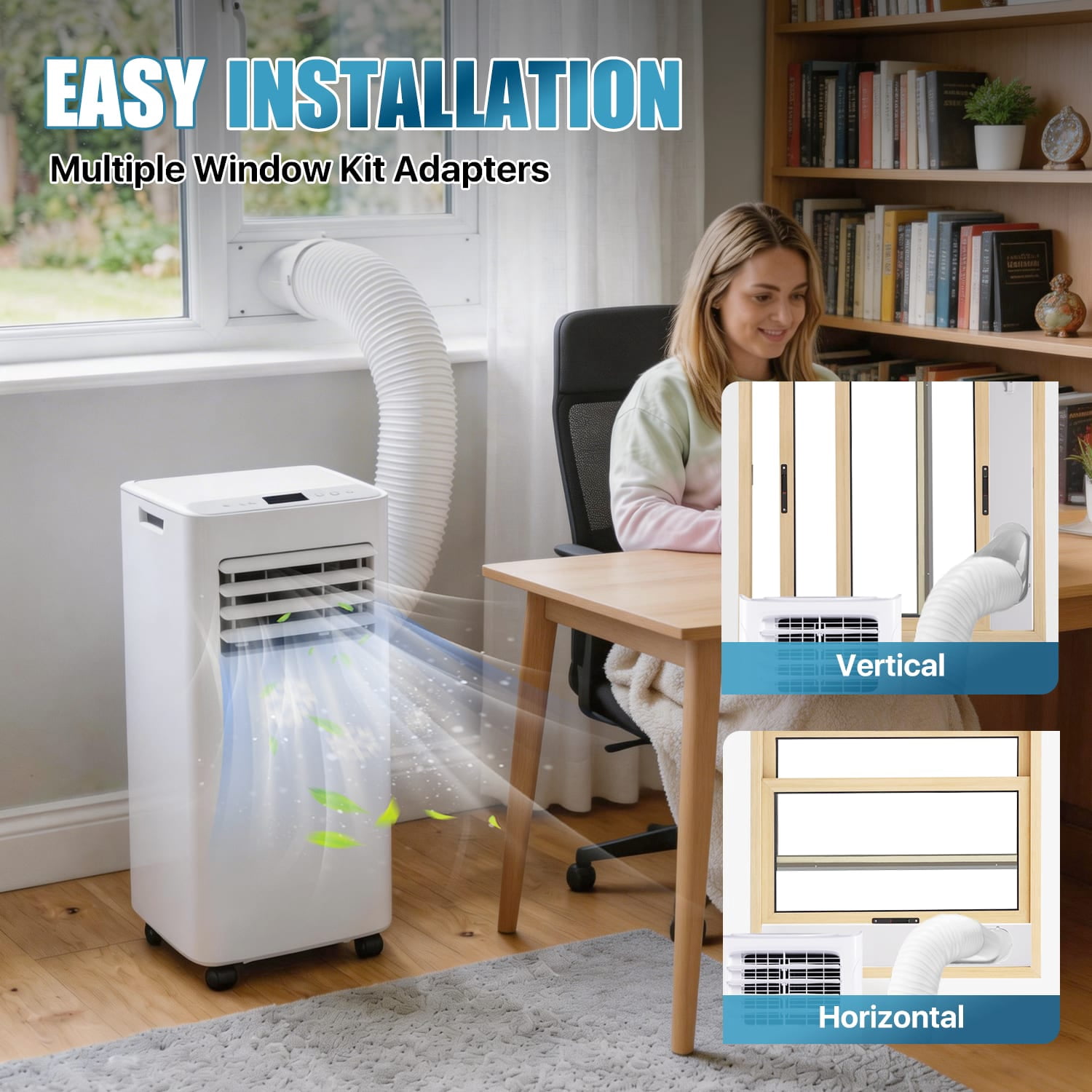 Sunmthink 10000 BTU Smart Portable Air Conditioner, 4-in-1 Cooling Dehumidifier Fan Unit with Remote & App Control (White, 400 sq. ft.) t1lah