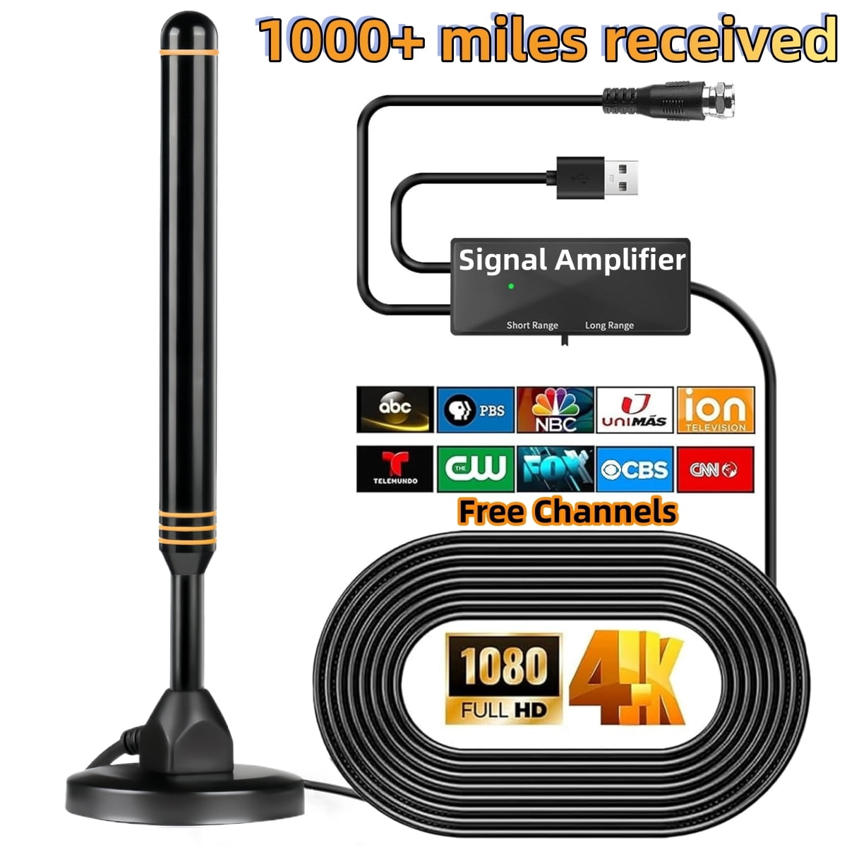 DNXNIAIFY Amplified HD TV Antenna for Local Channels (Orange, 1 Pack) wdhp1