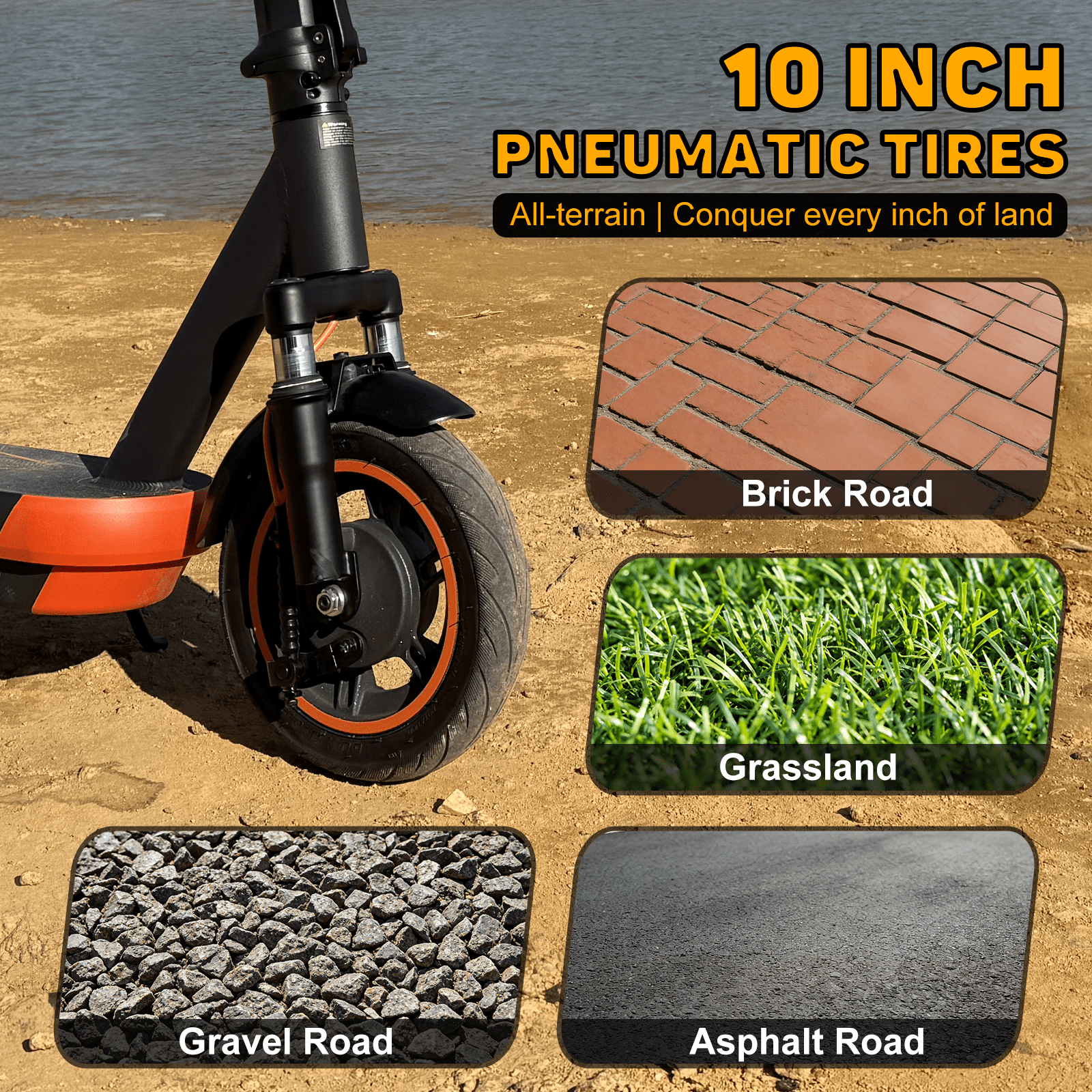 OBX Electric Scooter for Adults, 21MPH 800W Motor, 22 Mile Range, Folding Commuter E-Scooter (Orange, 10 in Tires) xu7zr