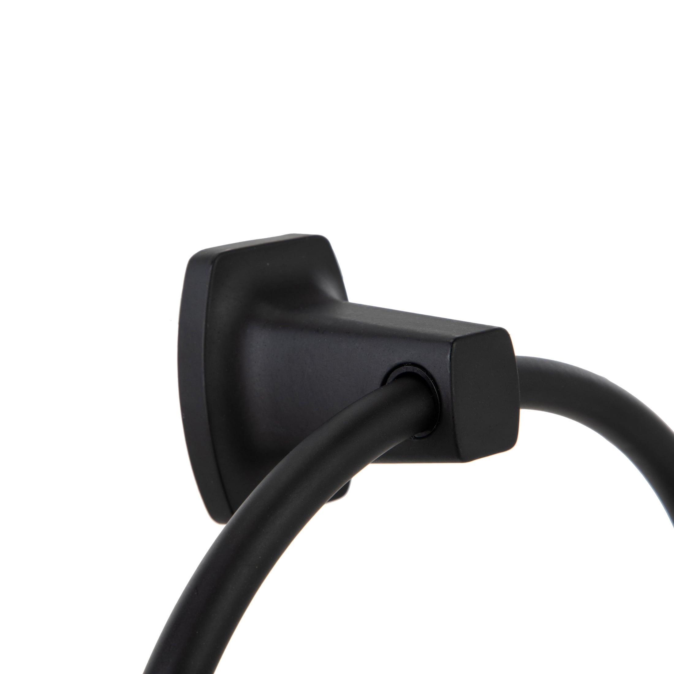 Mainstays Square Wall Mount Towel Ring (Matte Black, 6.14 in x 7.09 in x 2.16 in) qta23
