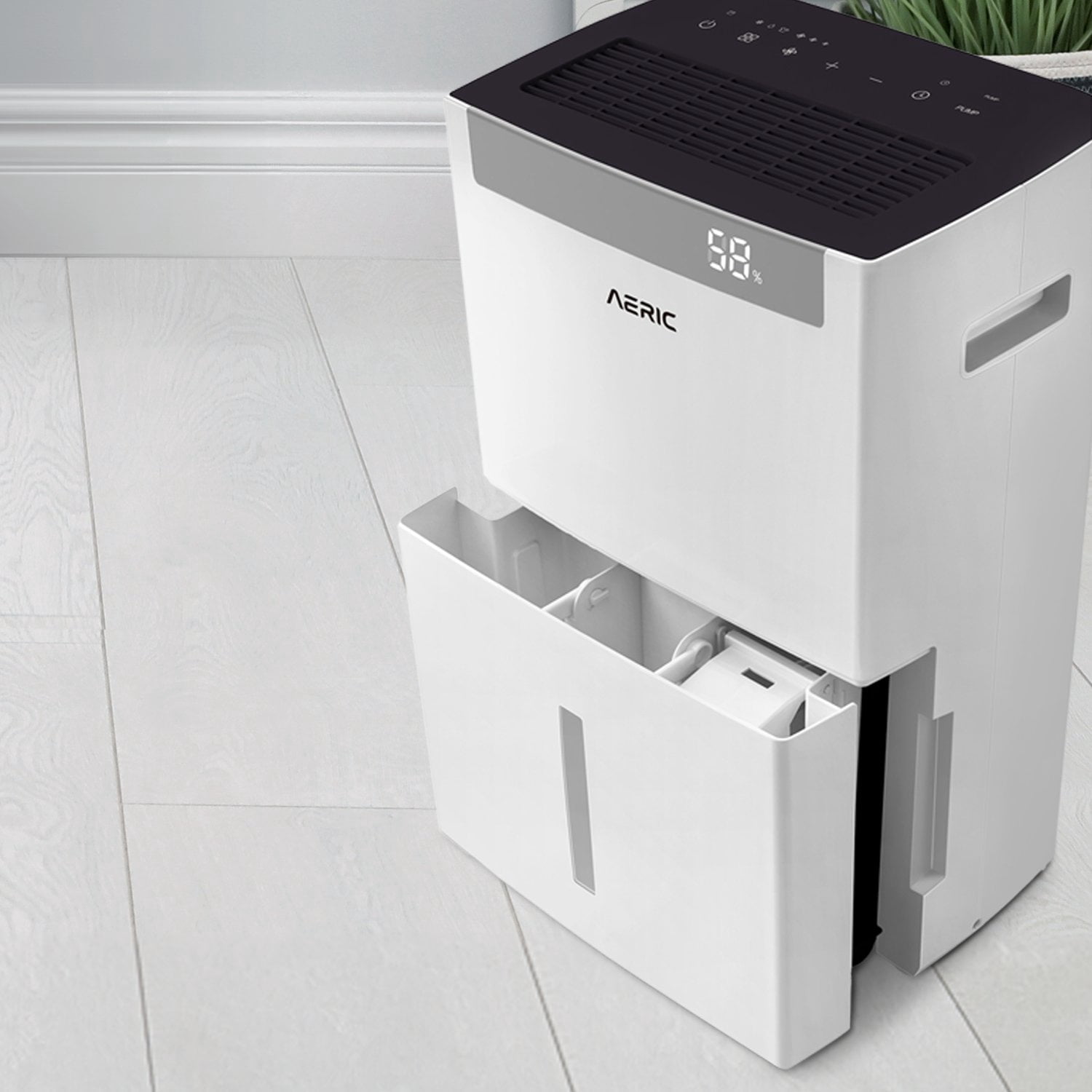 Aeric 50-Pint Portable Dehumidifier for Large Rooms up to 4500 Sq Ft with Drain Hose (White) d0y68