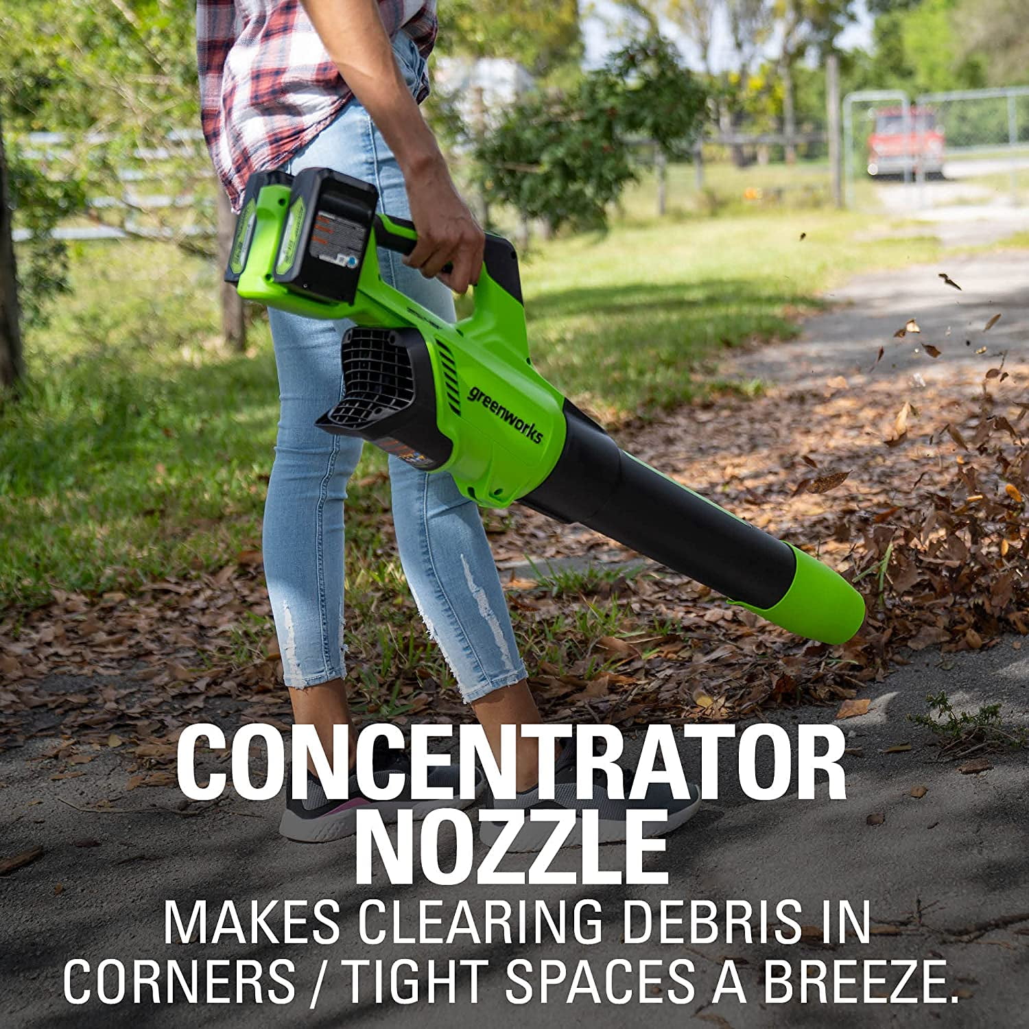 Greenworks 48V Cordless Brushless Axial Leaf Blower with (2) 4.0Ah Batteries and Dual Port Rapid Charger (140 MPH, 585 CFM) 4iumi
