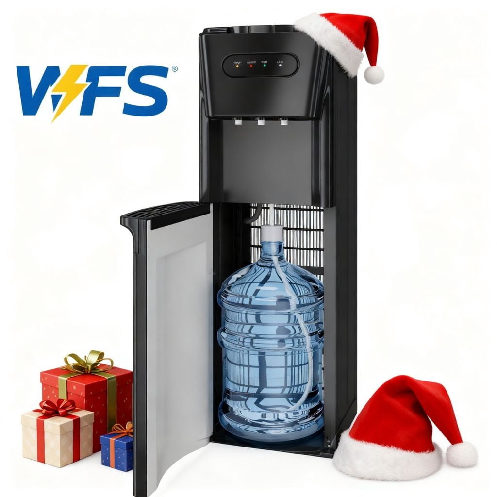 UrbanSync Bottom Loading Water Dispenser with 3 Temperature Settings and Child Safety Lock (Black, 3 or 5 Gallon Capacity) jmxcs