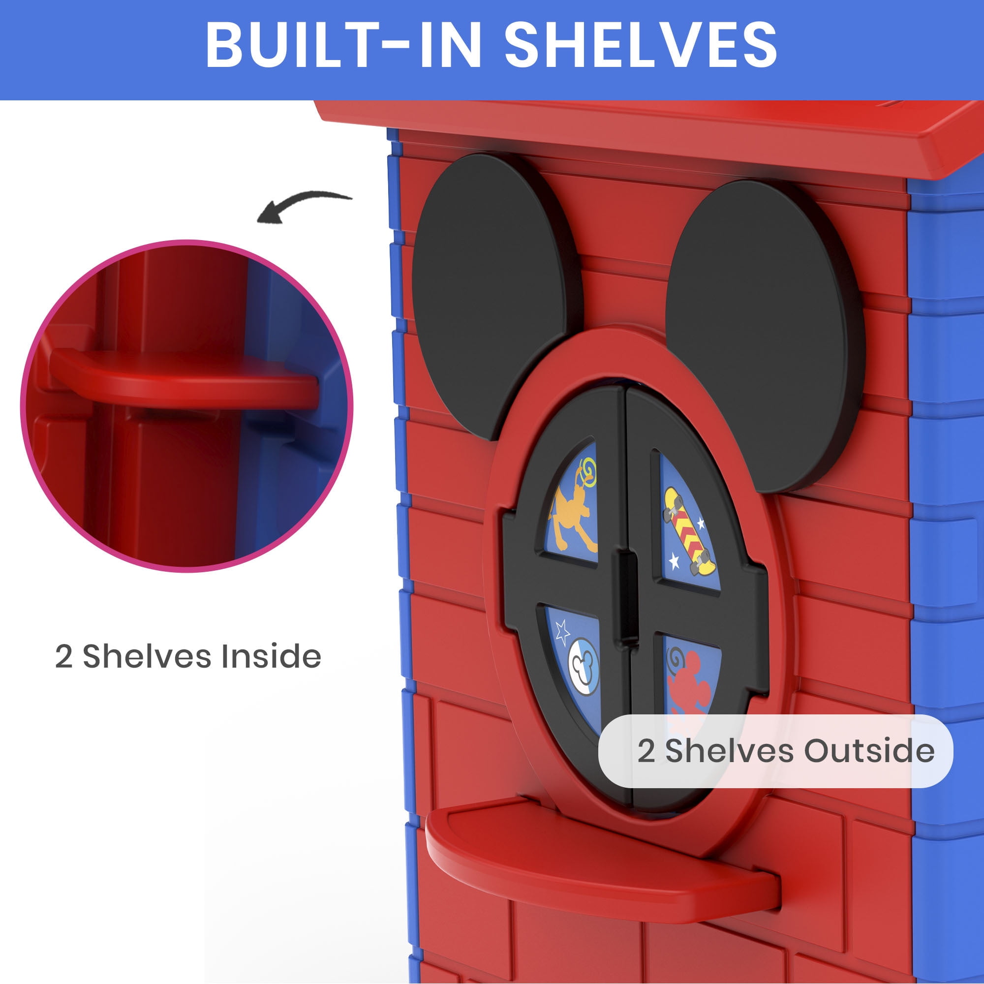 Delta Children Disney Mickey Mouse Plastic Playhouse for Indoor and Outdoor Play (52.9 in x 35 in x 54 in) dif7d