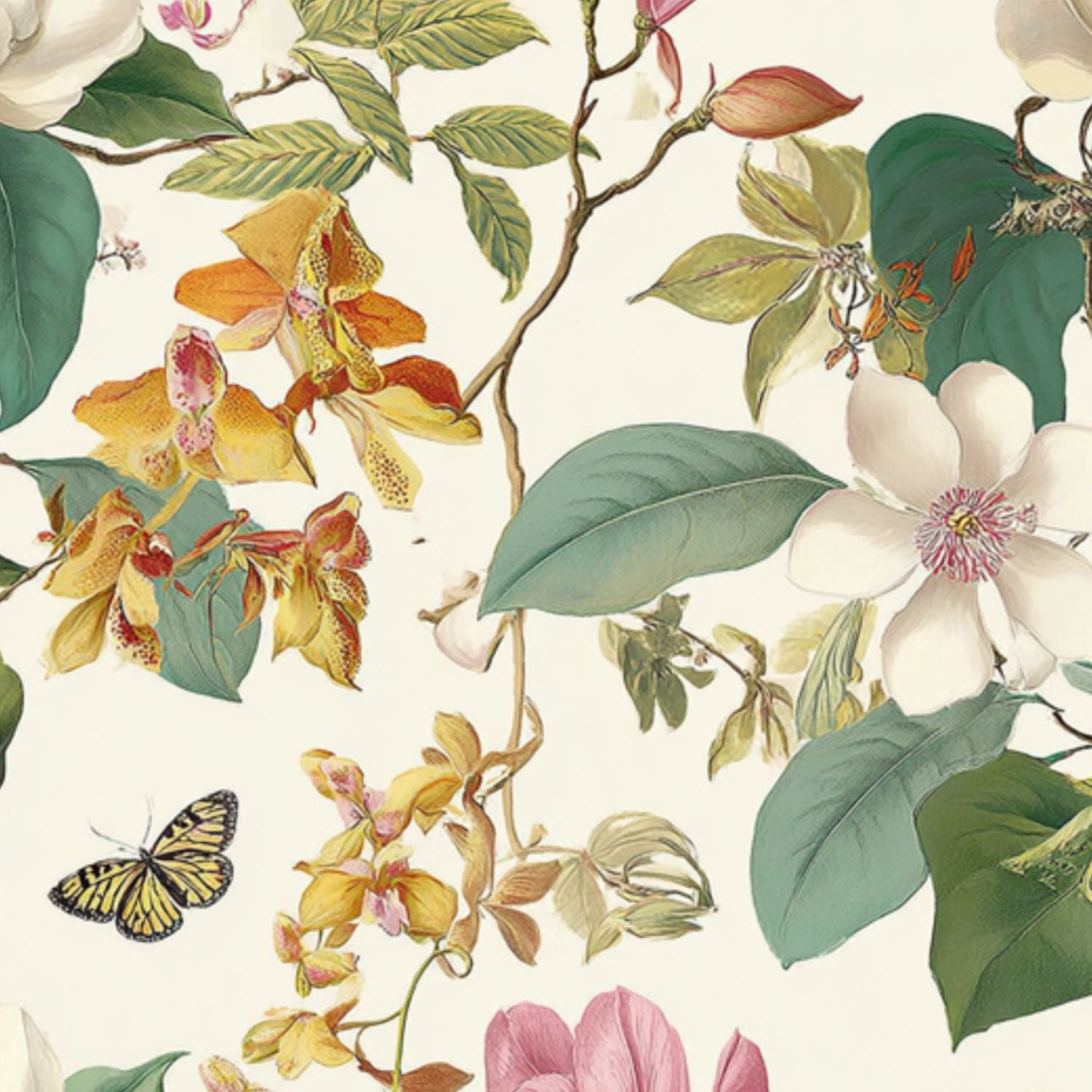 Kanworse Boho Peel and Stick Wallpaper Vintage Floral Wall Mural (Multicolor, 23.6 in x 9.8 ft) ci5fx