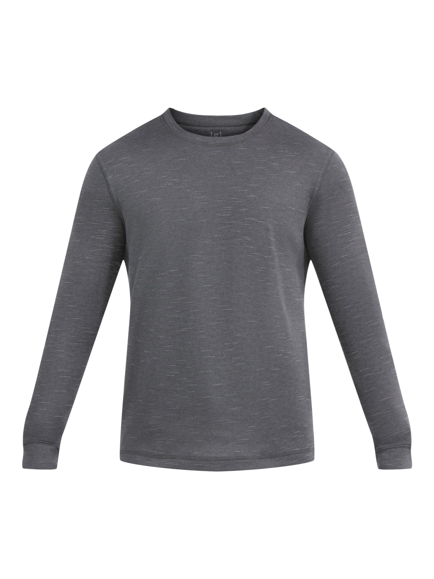 George Men's Slub Texture Thermal Shirt Long Sleeve Crewneck (Grey, XS) mb9t8