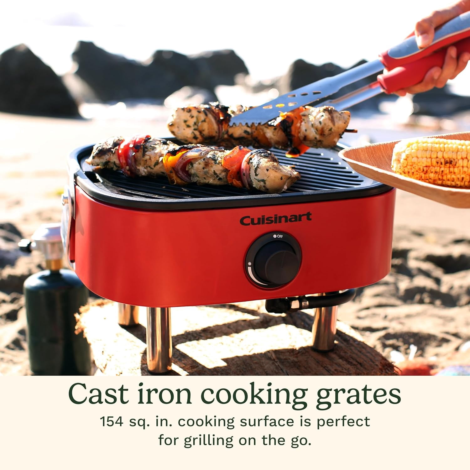 Cuisinart Venture Portable Propane Gas Grill (Red, 154 sq in) fveka