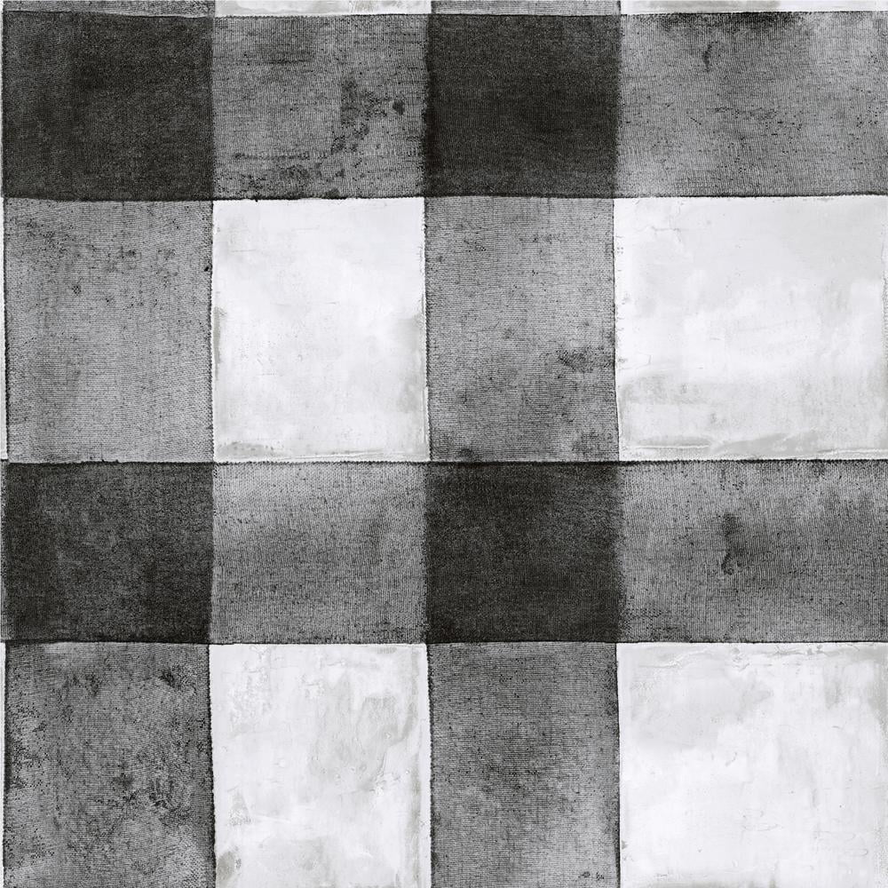 RoomMates Buffalo Plaid Peel and Stick Wallpaper (Black, 20.5 in x 16.5 ft) nvld4