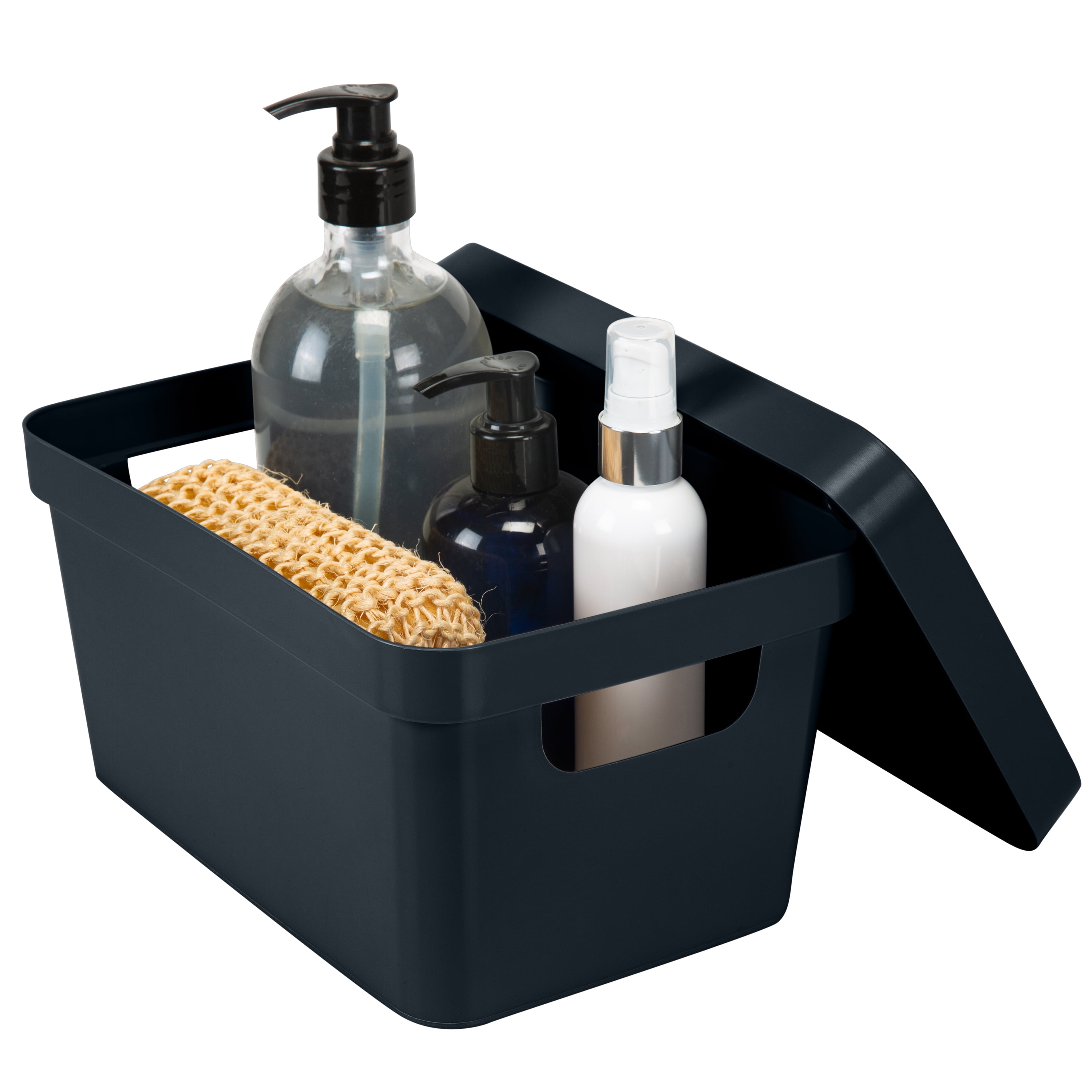 Simplify Vinto Plastic Storage Box with Lid and Handles (Charcoal, 9.76 in x 6.69 in x 4.84 in) fajp4