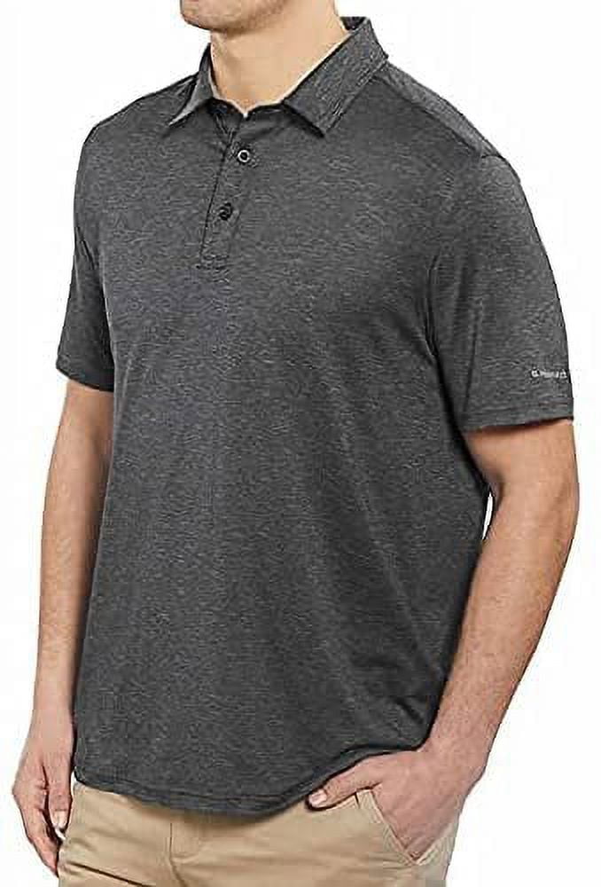 G.H. Bass Men's Short Sleeve Cooling Stretch UPF 50 Polo Shirt (Black Heather, Small) hts6h