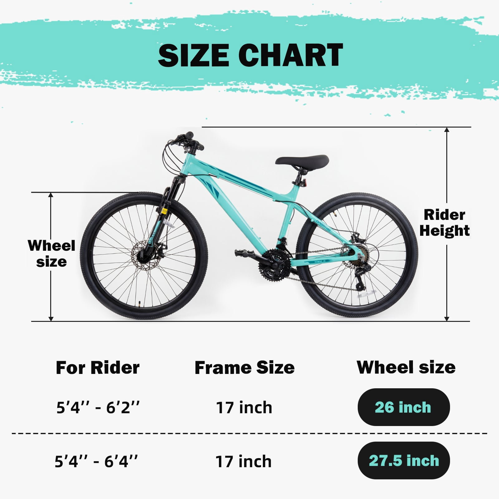 Hykolity 26 Inch Mountain Bike, 21-Speed Full Suspension MTB with Aluminum Frame (Light Aqua, 26 in) 137il
