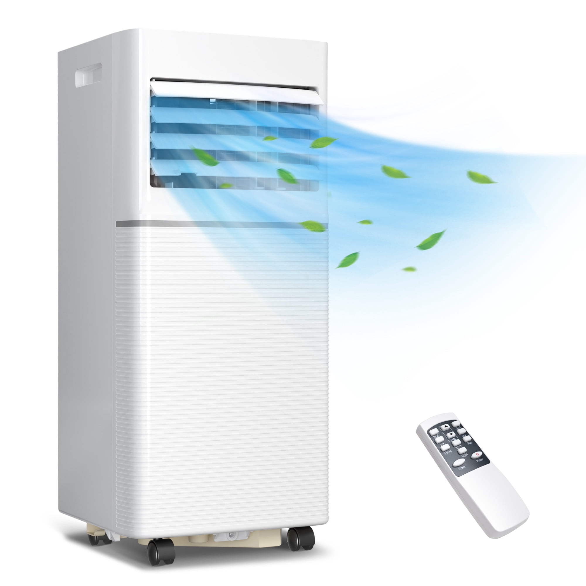 KissAir Portable Air Conditioner 10,000 BTU 3-in-1 Cooling Dehumidifier and Fan (White, 11.81 in x 13.39 in x 27.09 in) 038gf