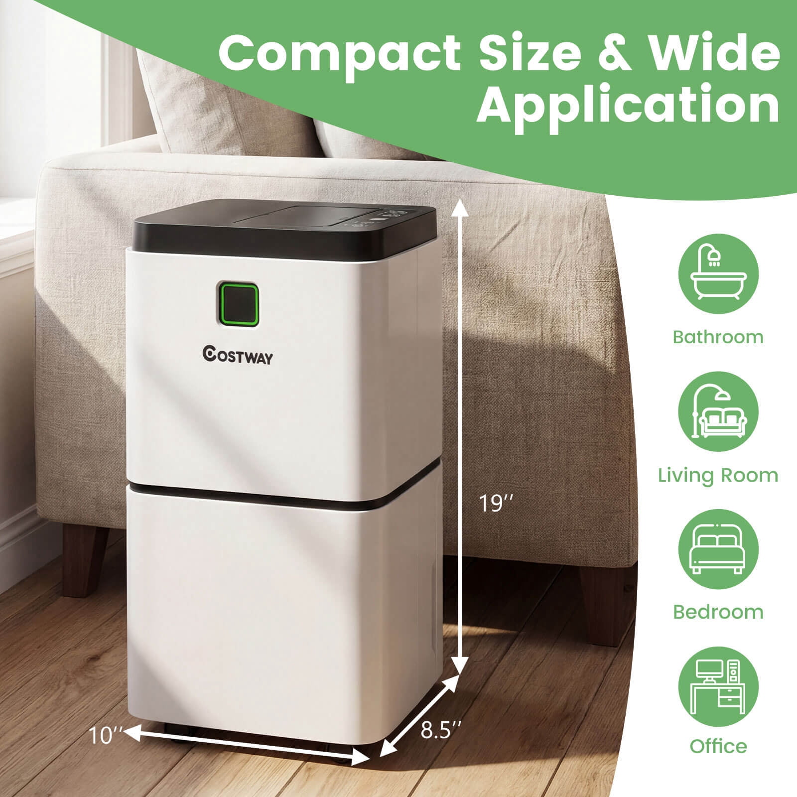 Costway 24 Pint Dehumidifier for Medium Rooms (White, 1500 sq ft) drjbl