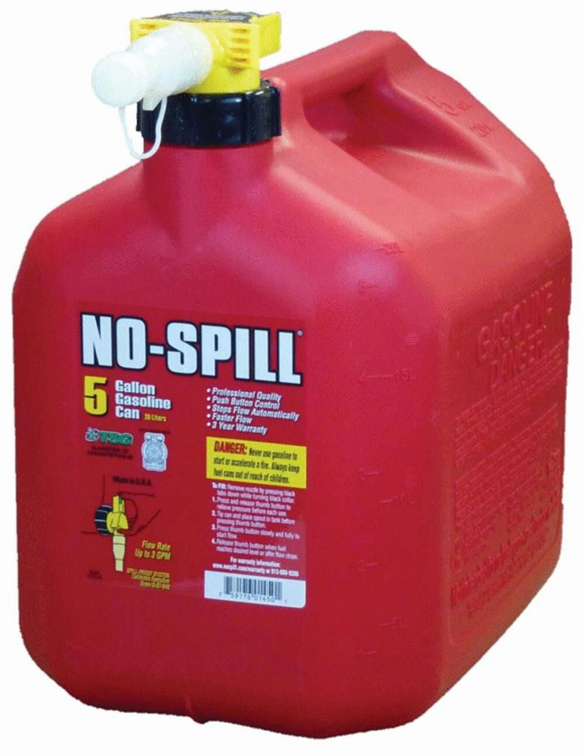 No-Spill 5 Gallon Fuel Container with Push Button Control and Auto Flow Stop (Red, 5 gal) vix4c