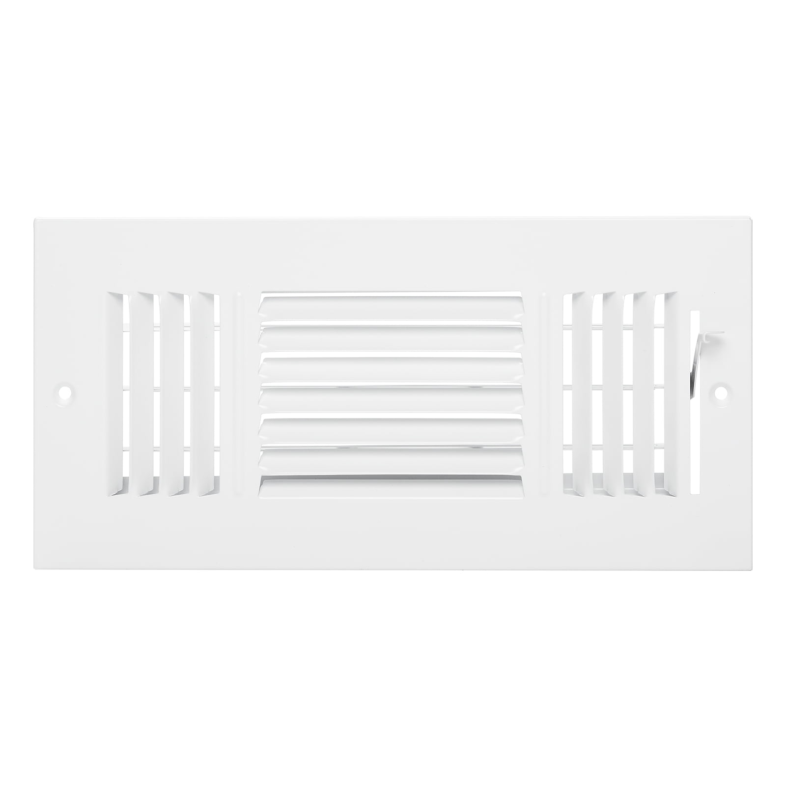 KFFKFF HVAC Wall Register Vent Covers, Triple-Direction Air Flow Diverter with Metal Regulator (White, 4 in x 10 in, 6-Pack) ni9zn