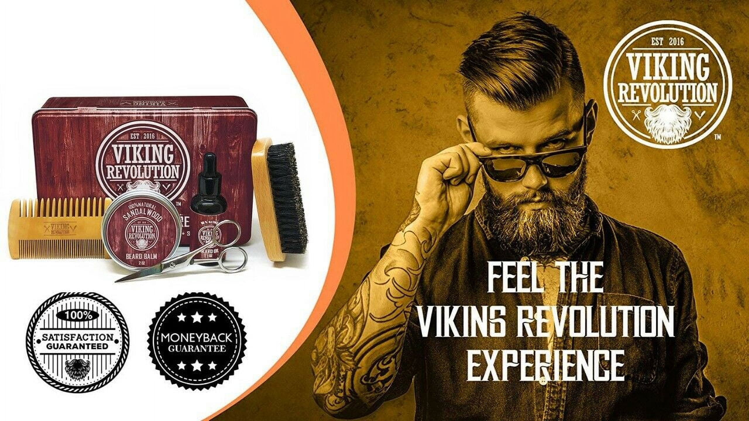 Viking Revolution Ultimate Beard Grooming Kit for Men with Boar Brush, Wood Comb, Sandalwood Balm, Oil, and Scissors (6 Piece Set) 1qvqv