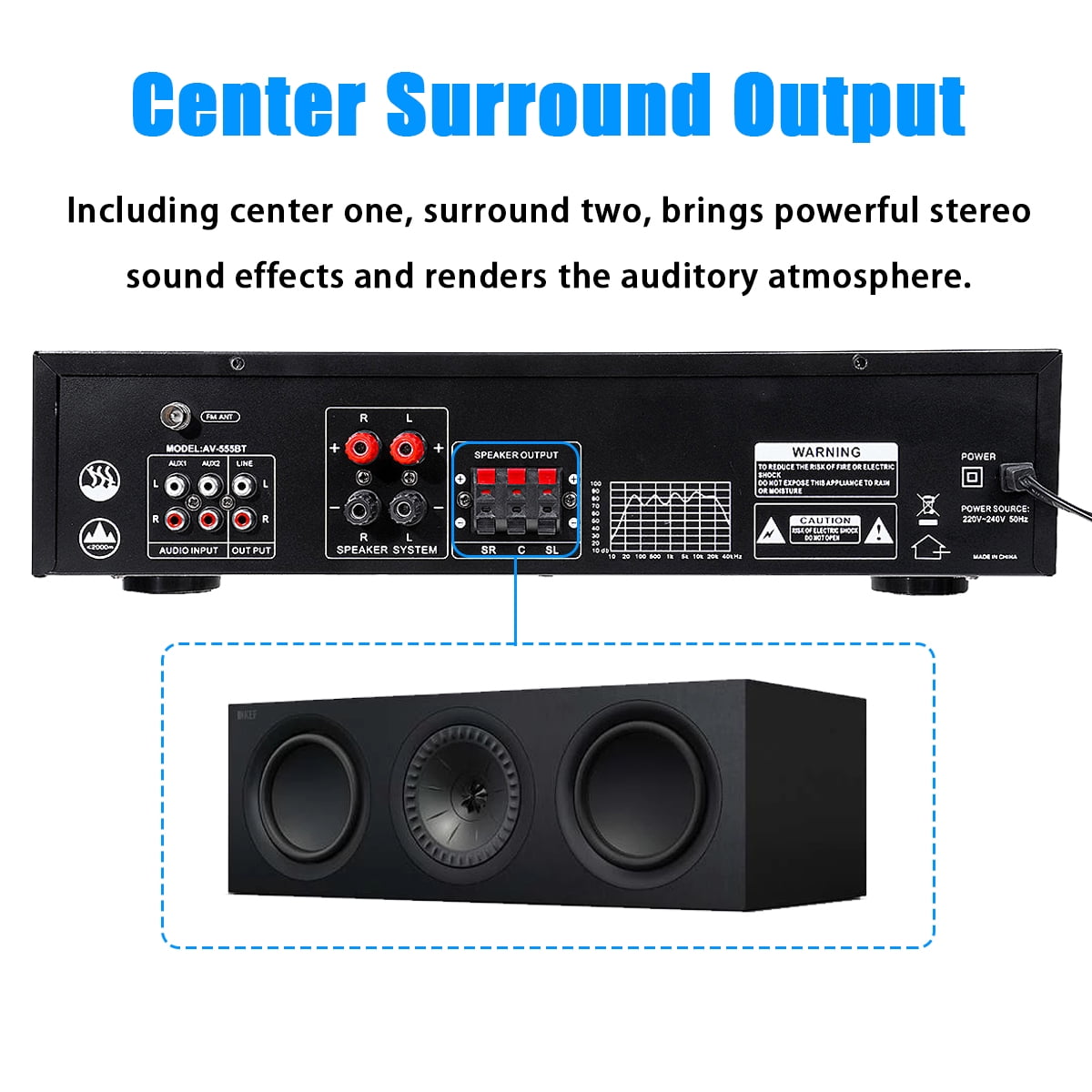 BlitzMax 800W Bluetooth Home Theater Stereo Receiver (Black, 5-Channel) vox5x