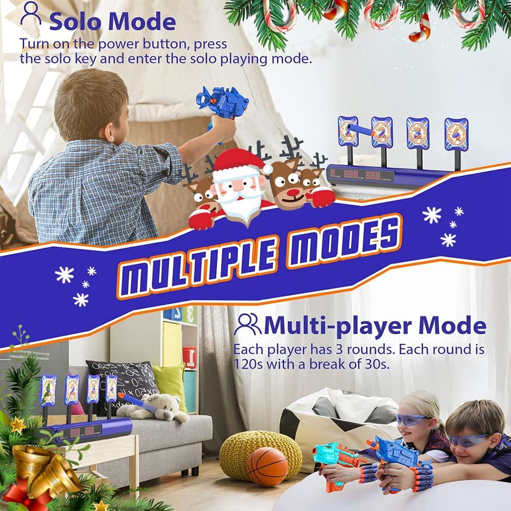 Absoke Electronic Shooting Target Set with 2 Foam Blaster Toys (Blue, 43 ft Range) uery2