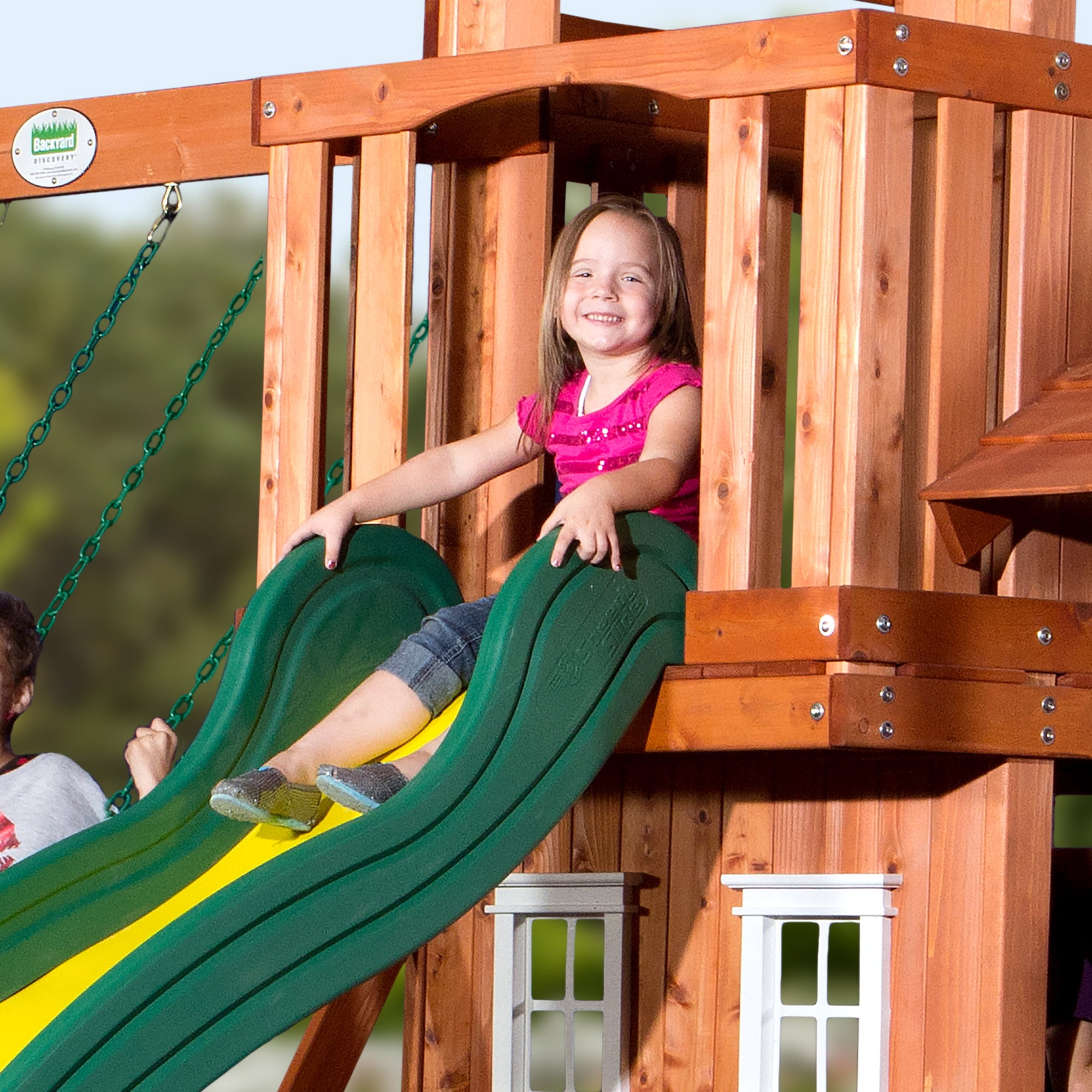 Adventure Playsets Tanglewood Cedar Wood Swing Set with Clubhouse, Slide, and Snack Bar (Large) ph957