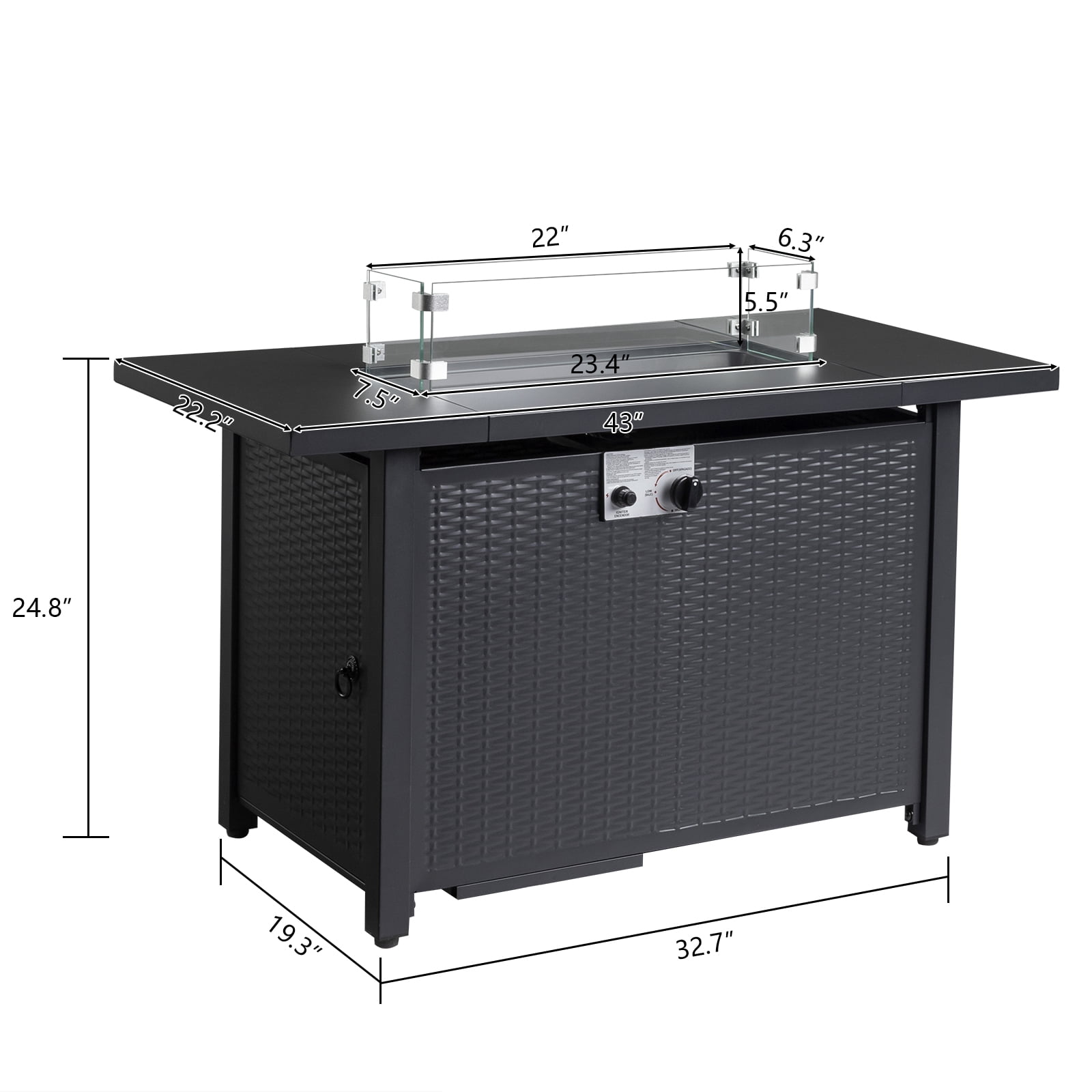 UBesGoo 43 in Propane Gas Fire Pit Table, 50,000 BTU Outdoor Fireplace with Lid and Rain Cover (Black, 43 in) n7zj1
