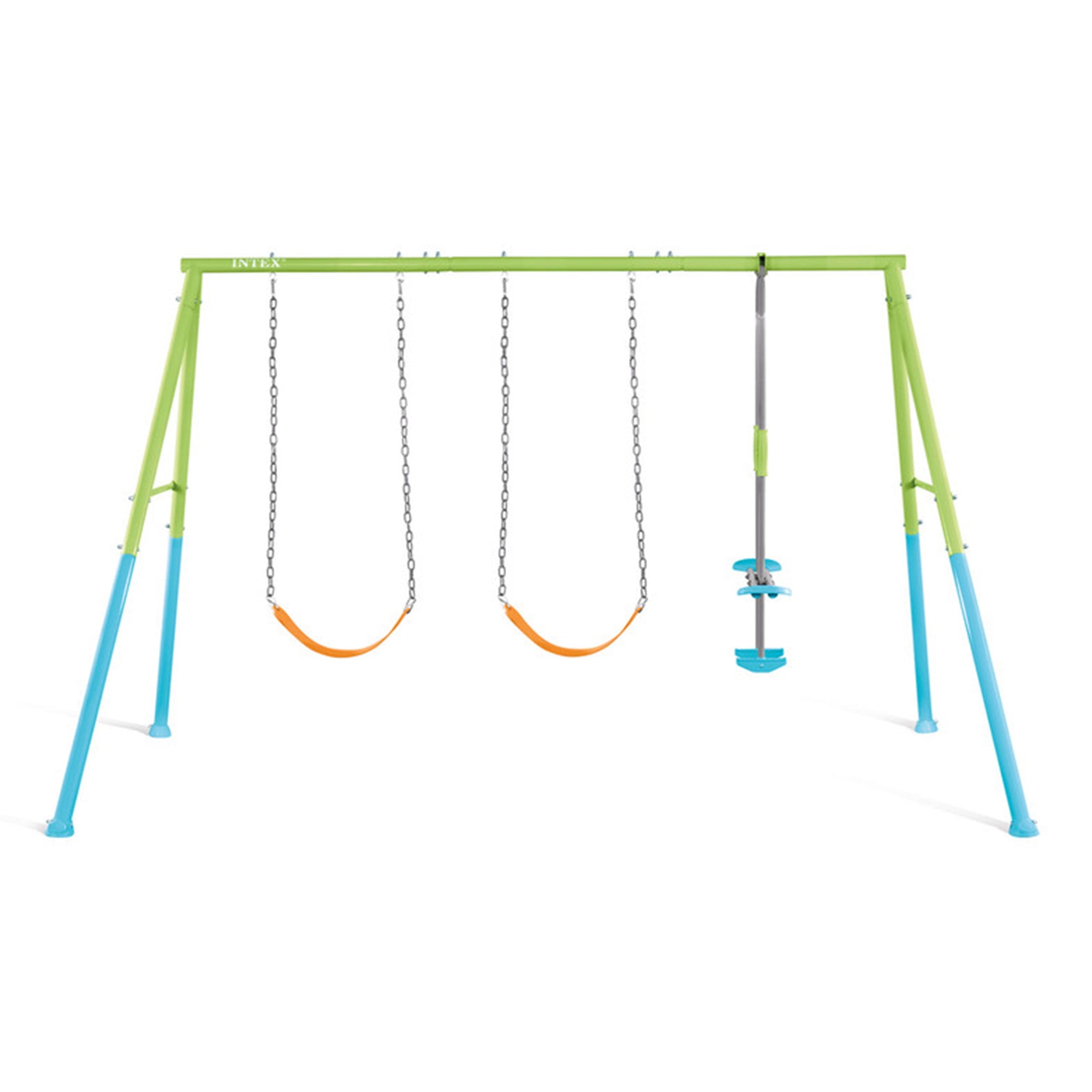 Intex Playground Swing Set with Trapeze Bar and Glider (Multicolor, 135 x 83 x 100 in) uuzt2