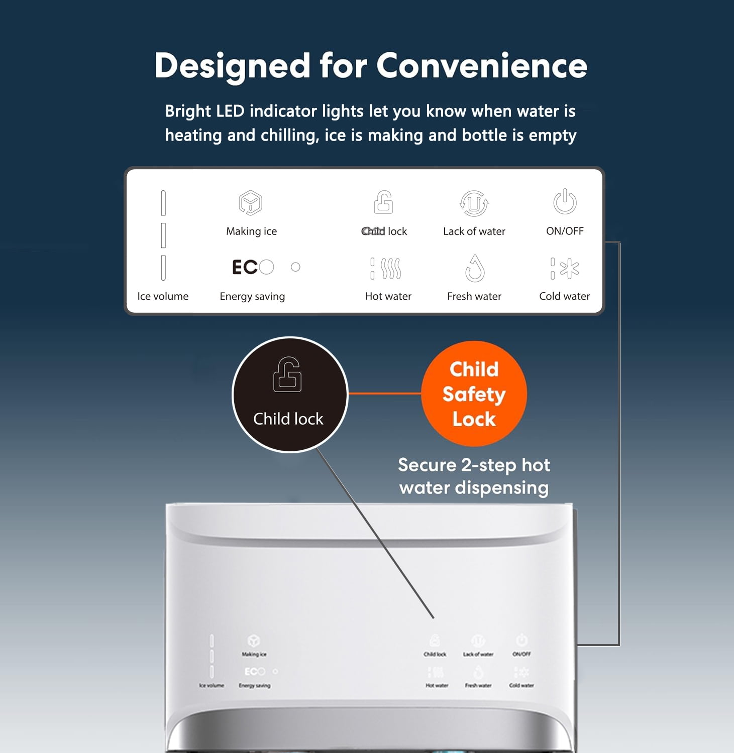 IKT Bottom Loading Water Dispenser with Built-in Ice Maker (White, 22 lb Daily Ice Capacity) jsg0k