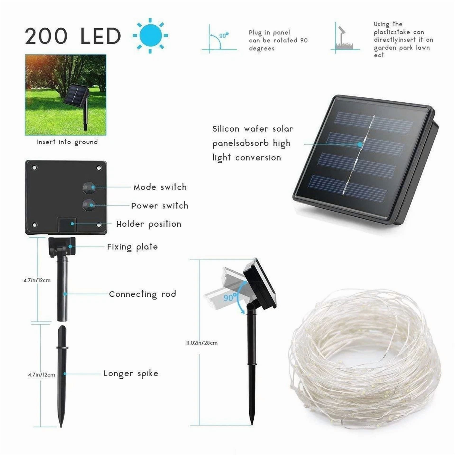 Purely Elizabeth Solar LED String Lights Waterproof Copper Wire for Outdoor Garden Party Decor (Warm White, 33 ft) 7j5v6