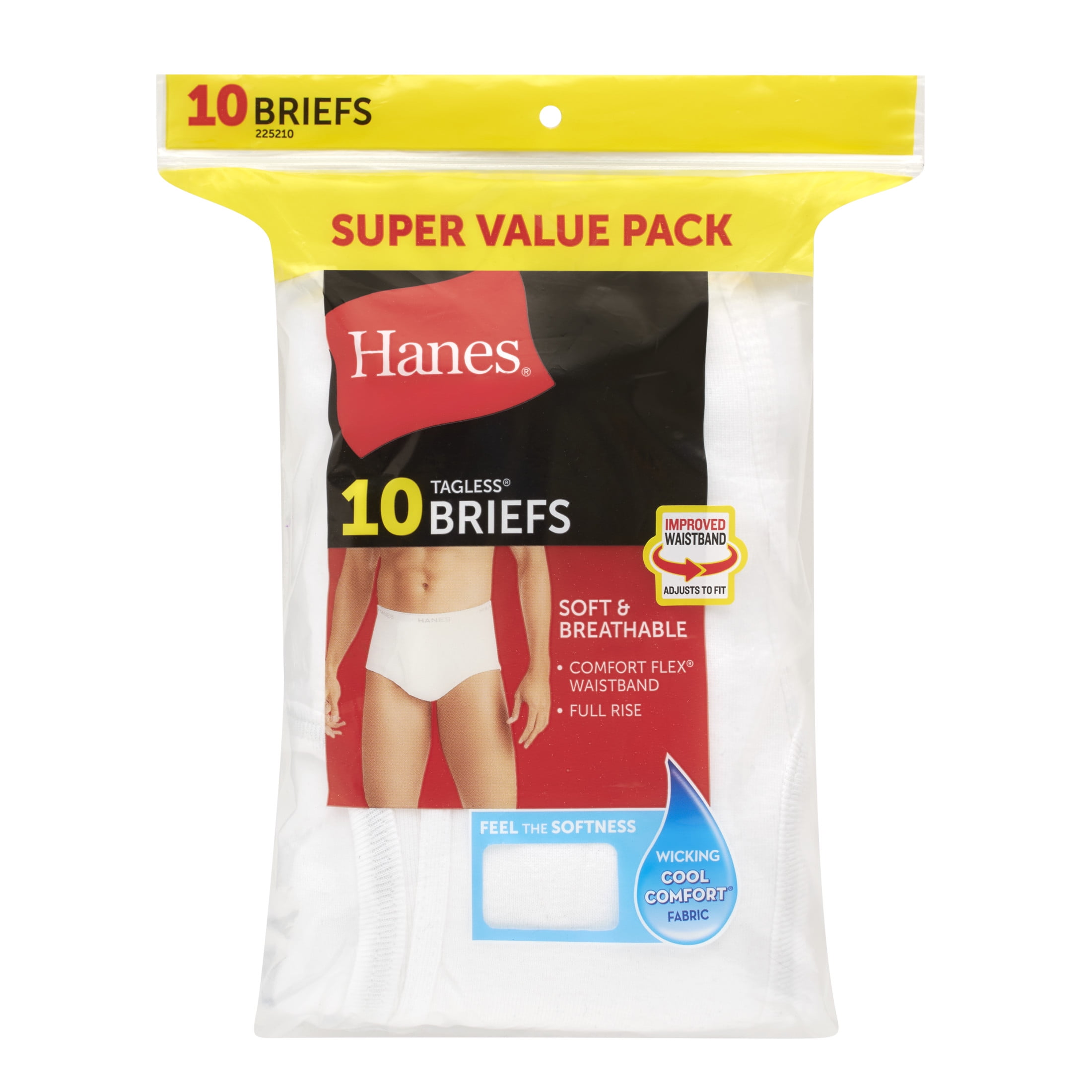 Hanes Men's Cotton Briefs Moisture-Wicking Underwear (White, 10-Pack) o2lze