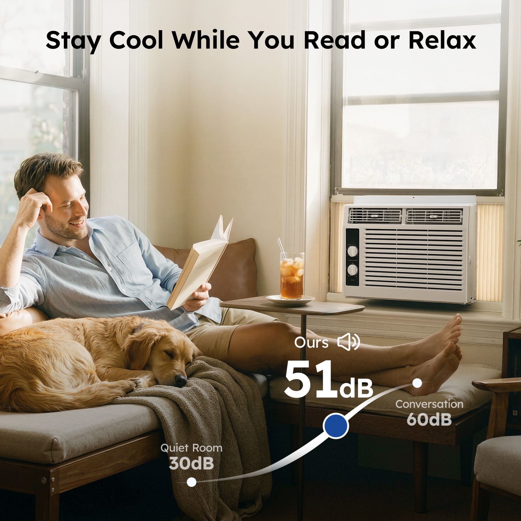 SIMZLIFE 5,000 BTU Window Air Conditioner, Compact Cooling for Small Rooms (White, 150 sq ft) w77gg