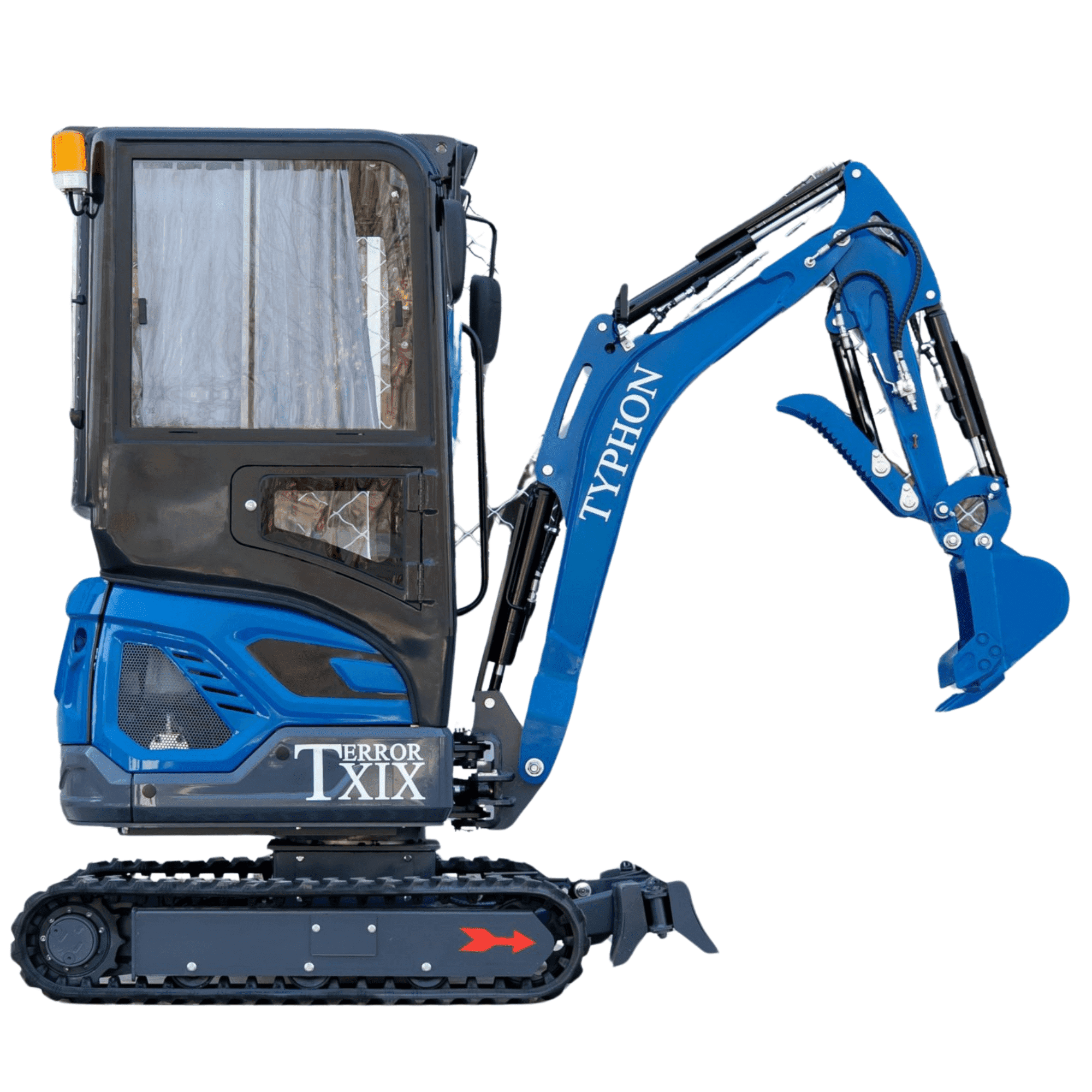 TYPHON Terror XIX Prestige Mini Excavator, Kubota D902 Engine, Retractable Tracks, A/C Cabin (Blue, 4200 lb) z1gue