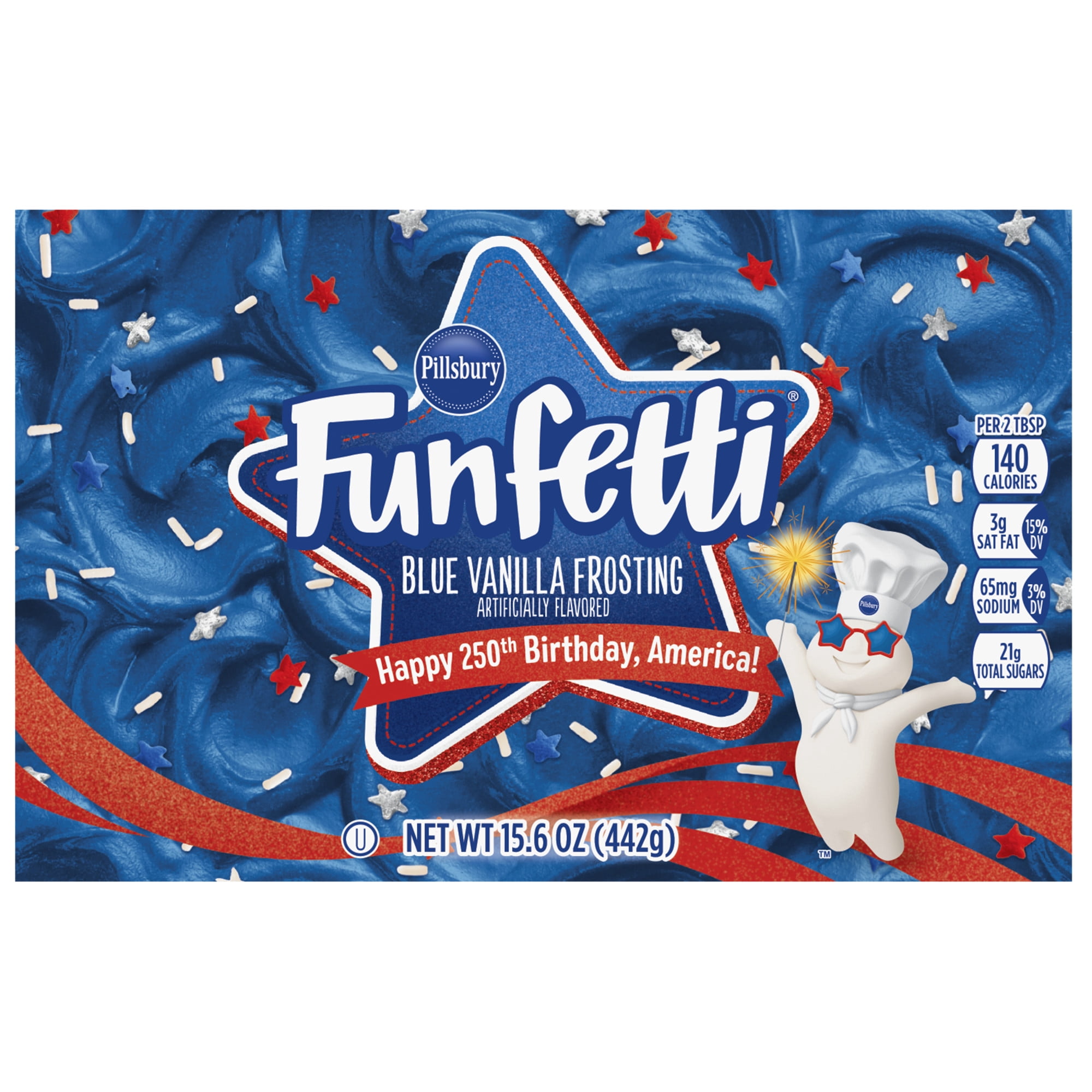 Pillsbury Funfetti Stars and Stripes Vanilla Frosting with Sprinkles (Blue, 15.6 oz) nmtoo