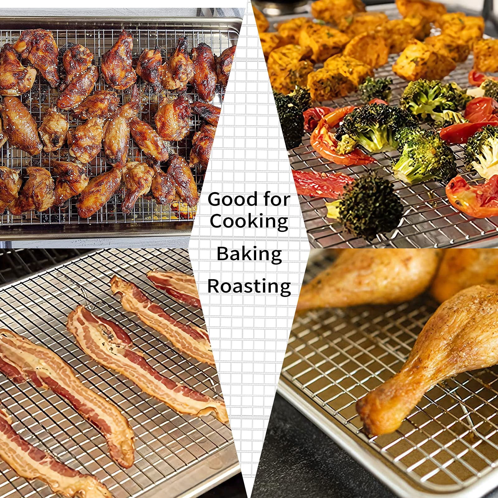 Luvan Stainless Steel Cooling Rack for Baking and Roasting (Silver, 10 in x 15 in, 2-Pack) ethl9