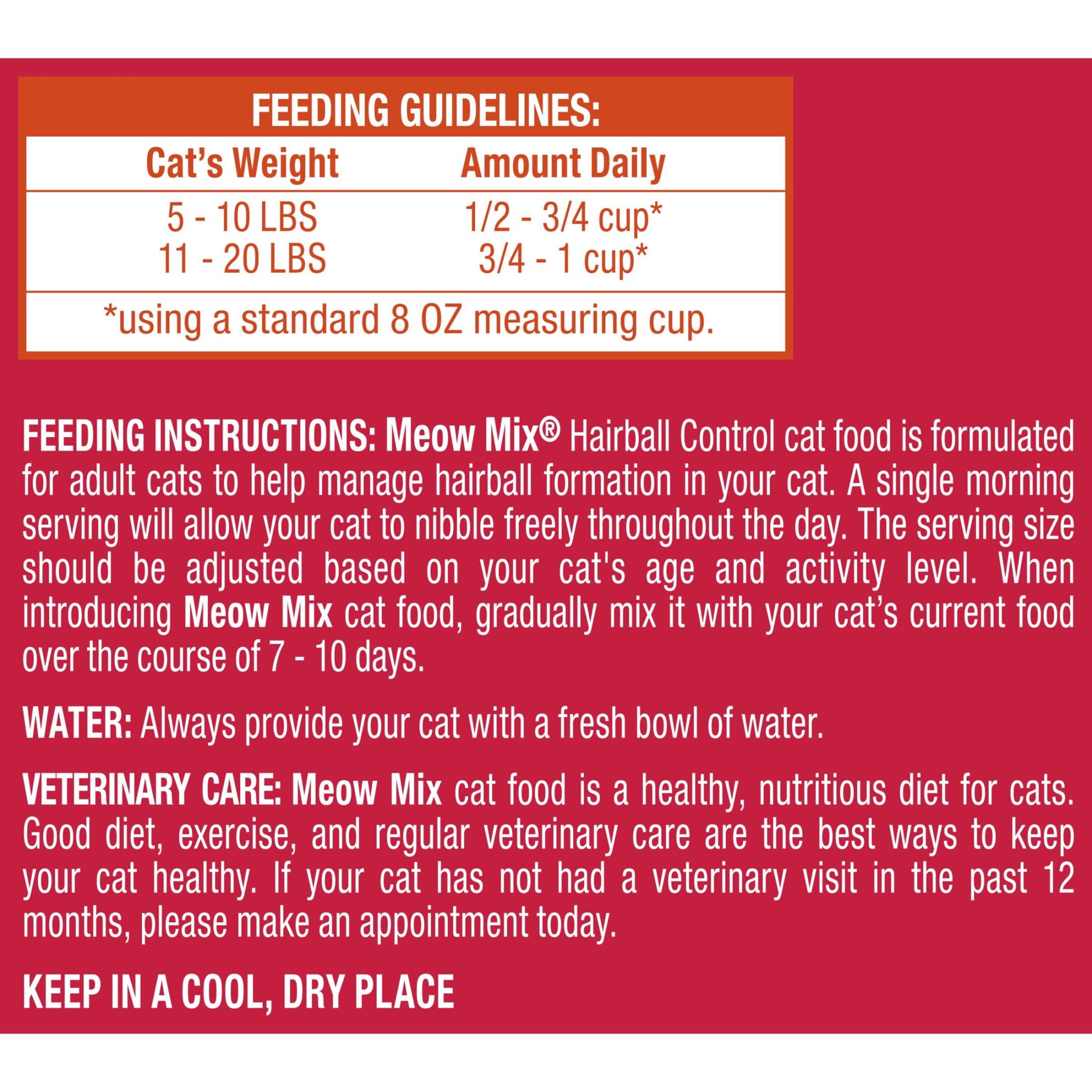 Meow Mix Hairball Control Dry Cat Food for Adult Cats (Chicken, Turkey, Salmon, Ocean Fish, 6.3 lb) vq7wf