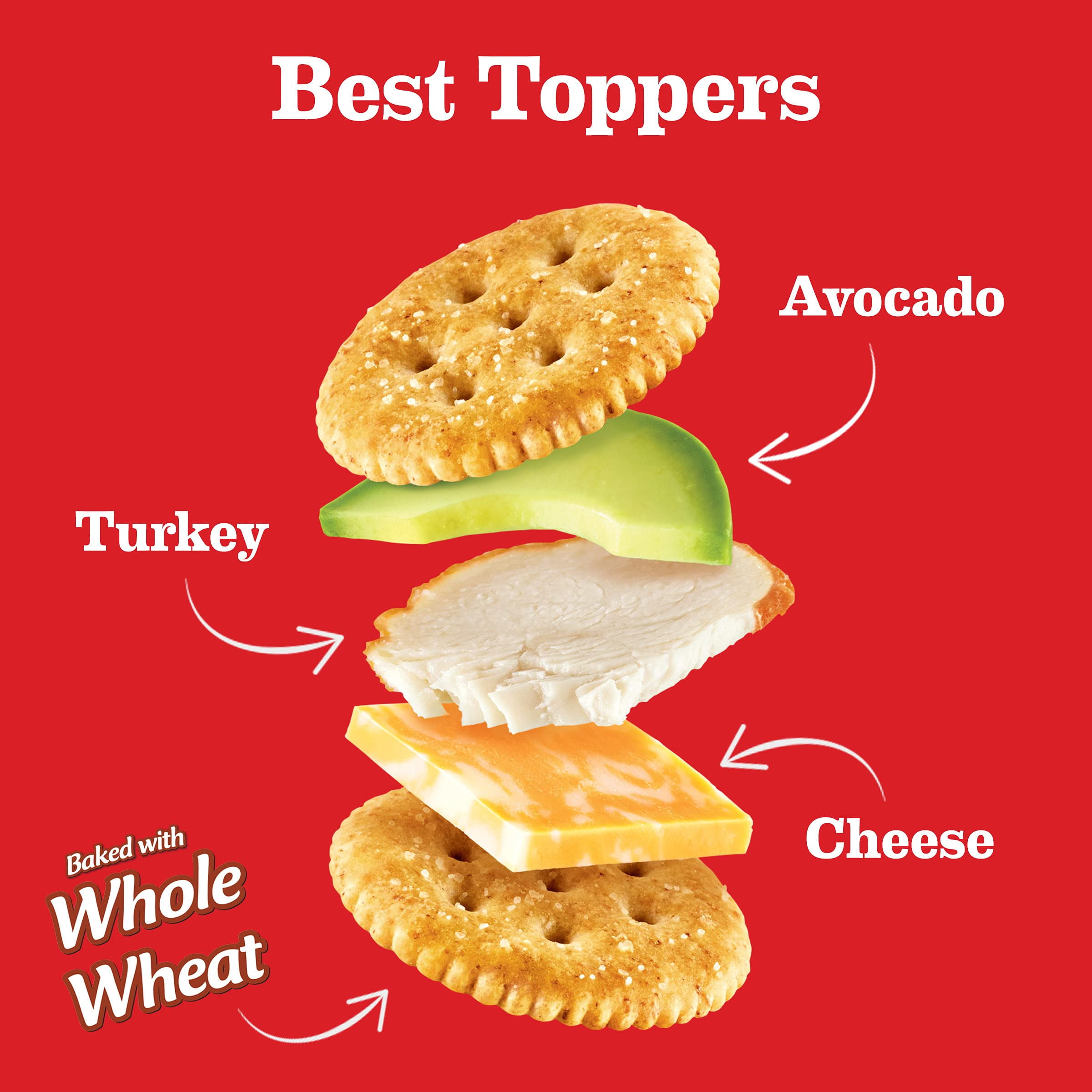 RITZ Whole Wheat Crackers, Crispy Baked Snack Crackers for Appetizers and Lunch (3 Pack, 12.9 oz) ckir5