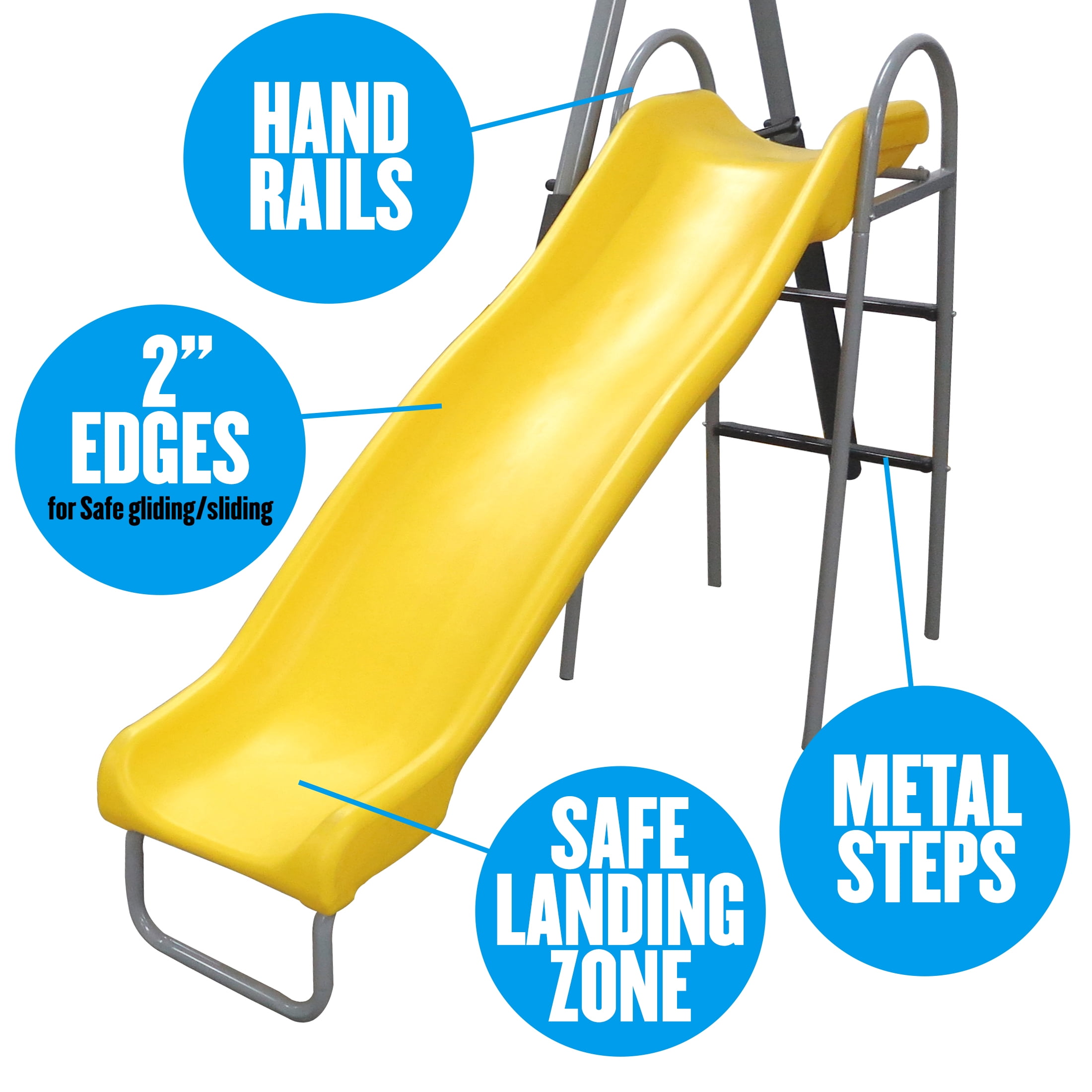 XDP Recreation Rising Sun Metal Swing Set with Slide, Seesaw, and Glider (Yellow, 10-Child Capacity) 1zow3