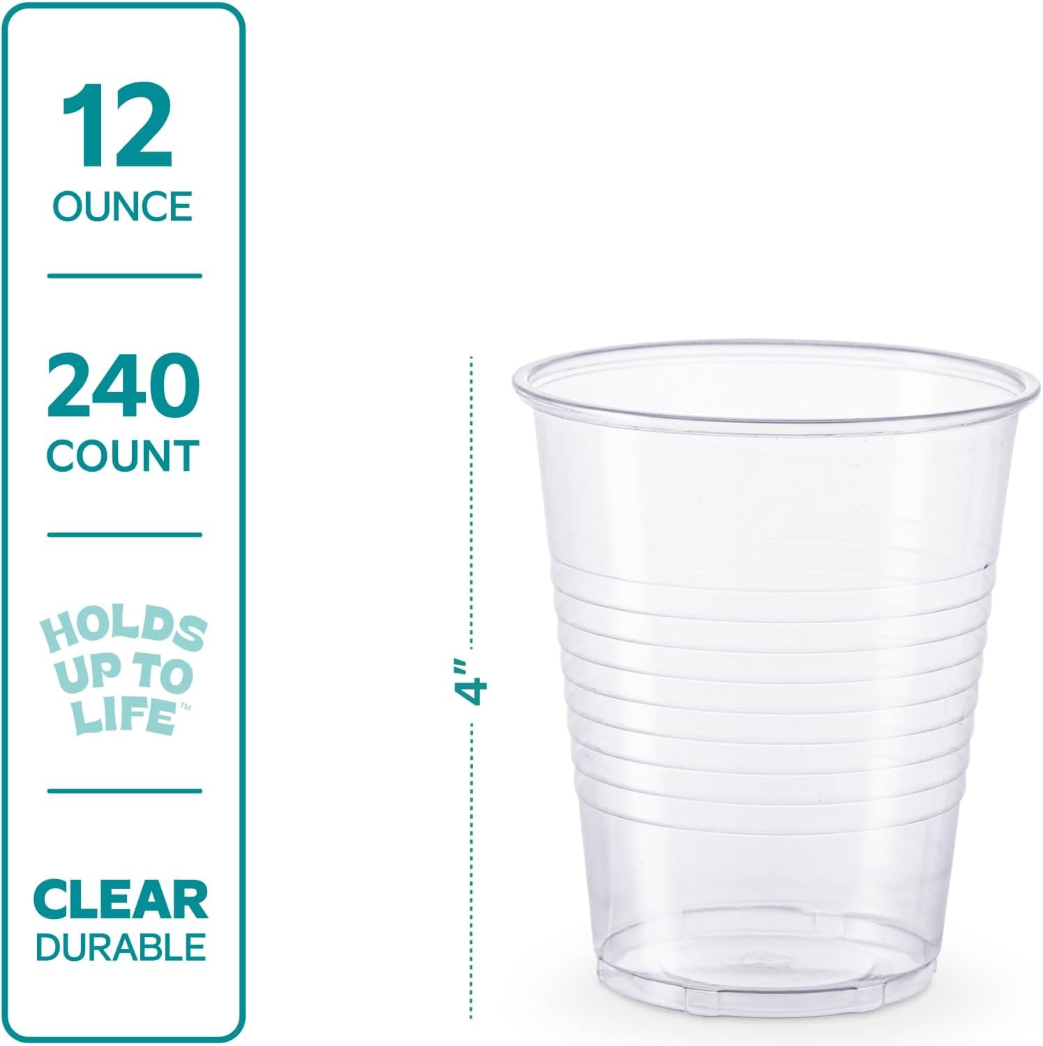 GUSTO Disposable Plastic Drinking Cups for Parties and Events (Clear, 240-Pack, 12 oz) j3rt8