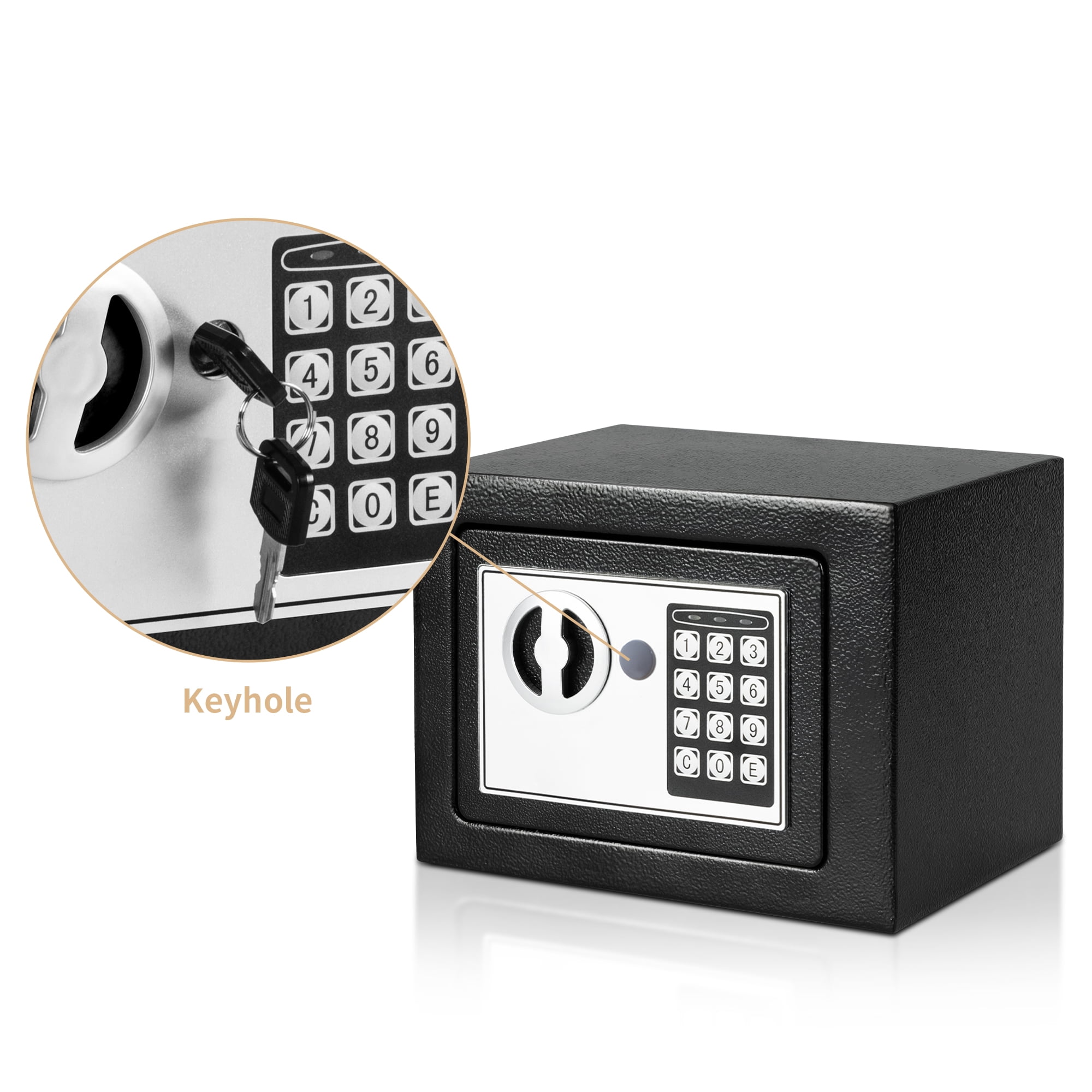 LOCKSWORTH Electronic Digital Safe Box for Home, Heavy-Duty Steel Security Lock Box with Fireproof Money Bag (Black, 0.25 Cubic Feet) 1aw2a