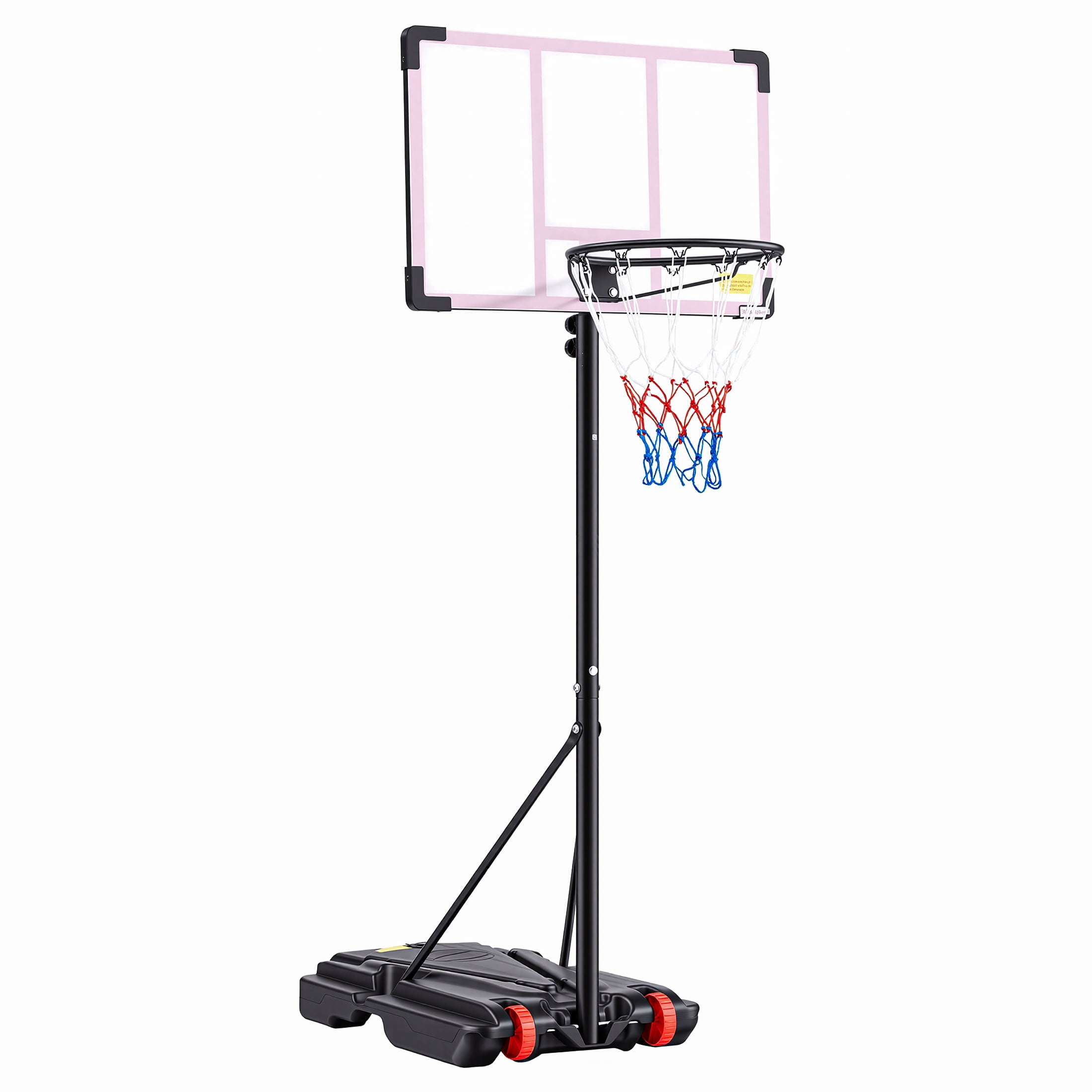 EDX Portable Basketball Hoop System, Height-Adjustable Outdoor Goal with 32 in Shatterproof Backboard (Red, 5 ft to 8.5 ft) fahhz