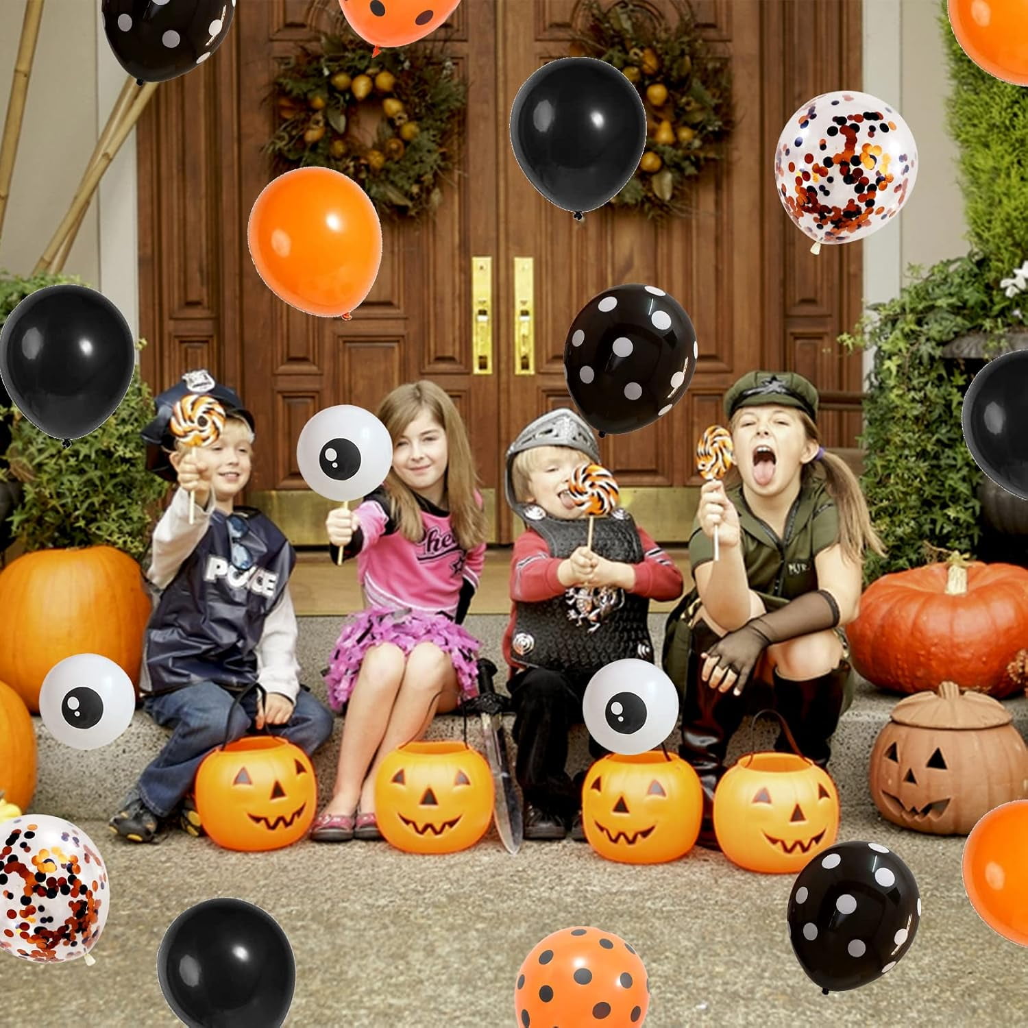 XIHAMA Halloween Balloon Garland Arch Kit, Spooky Party Decorations with Spider Foil Balloons (Black and Orange, 88-Piece Set) qbxt3