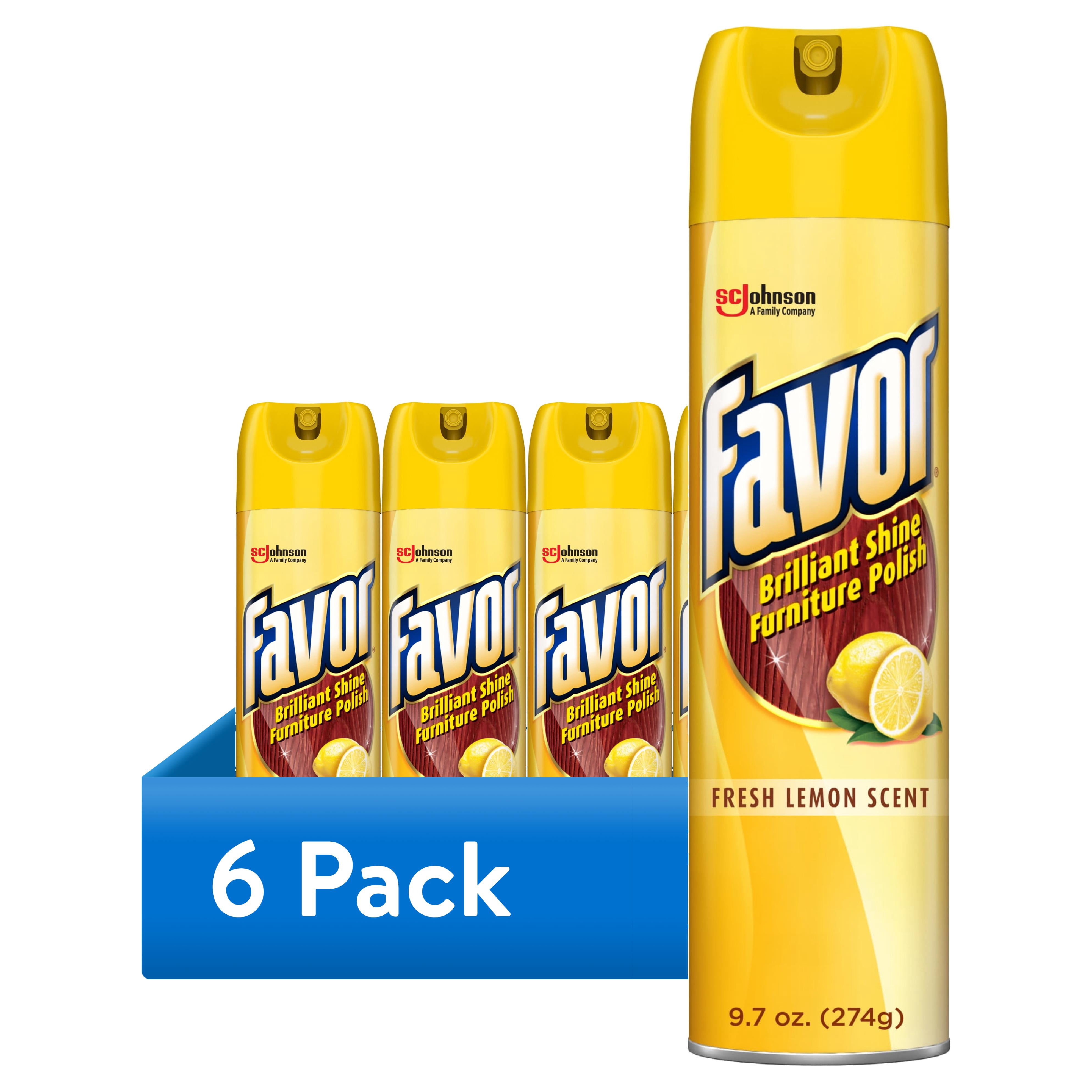Favor Brilliant Shine Furniture Polish, Multi-Surface Dusting Spray, Fresh Lemon Scent (6 Pack, 9.7 fl oz) 8weqg