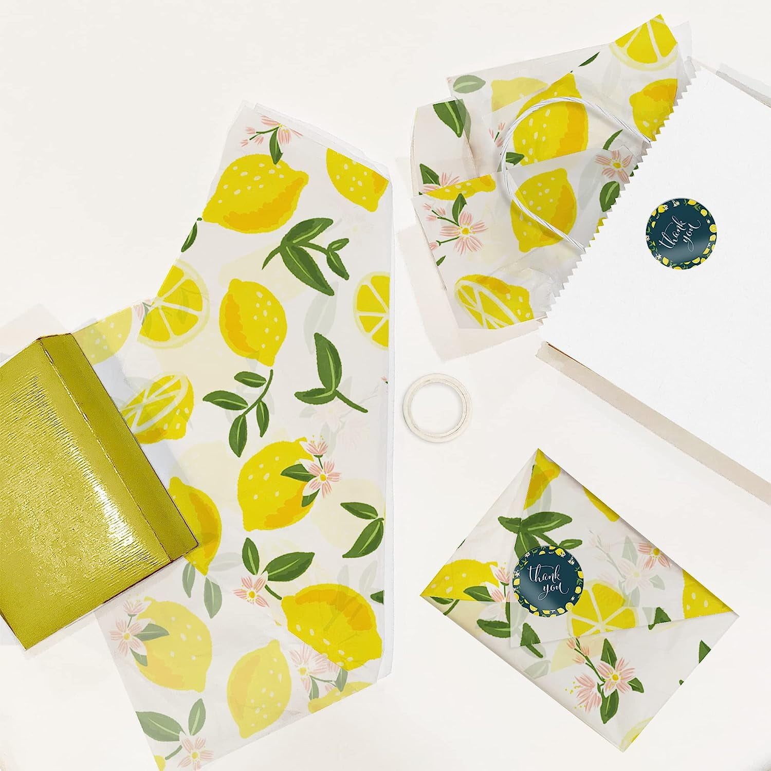 Pro Supply Global Decorative Printed Tissue Paper (Yellow Lemons, 24 Sheets, 20 in x 30 in) 46x9q
