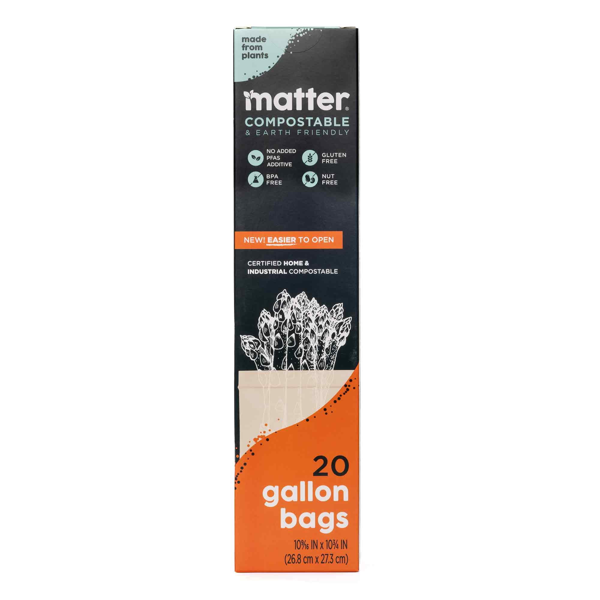 Matter Compostable Gallon Food Storage Bags (Clear, 60 Count) 2n41i