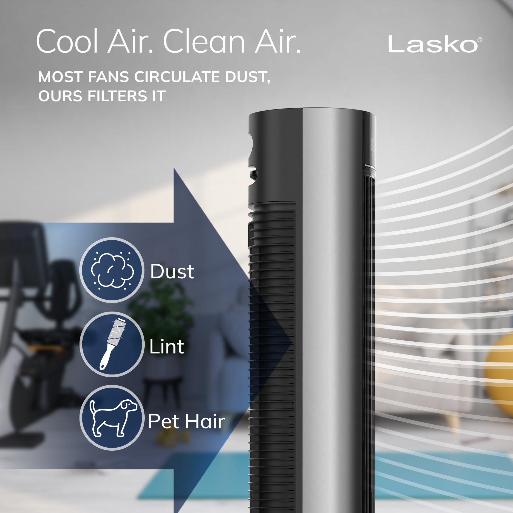 Lasko 40 in Quiet Oscillating Tower Fan with Remote Control and 12 Speeds (Black, 40 in) 7fgn0