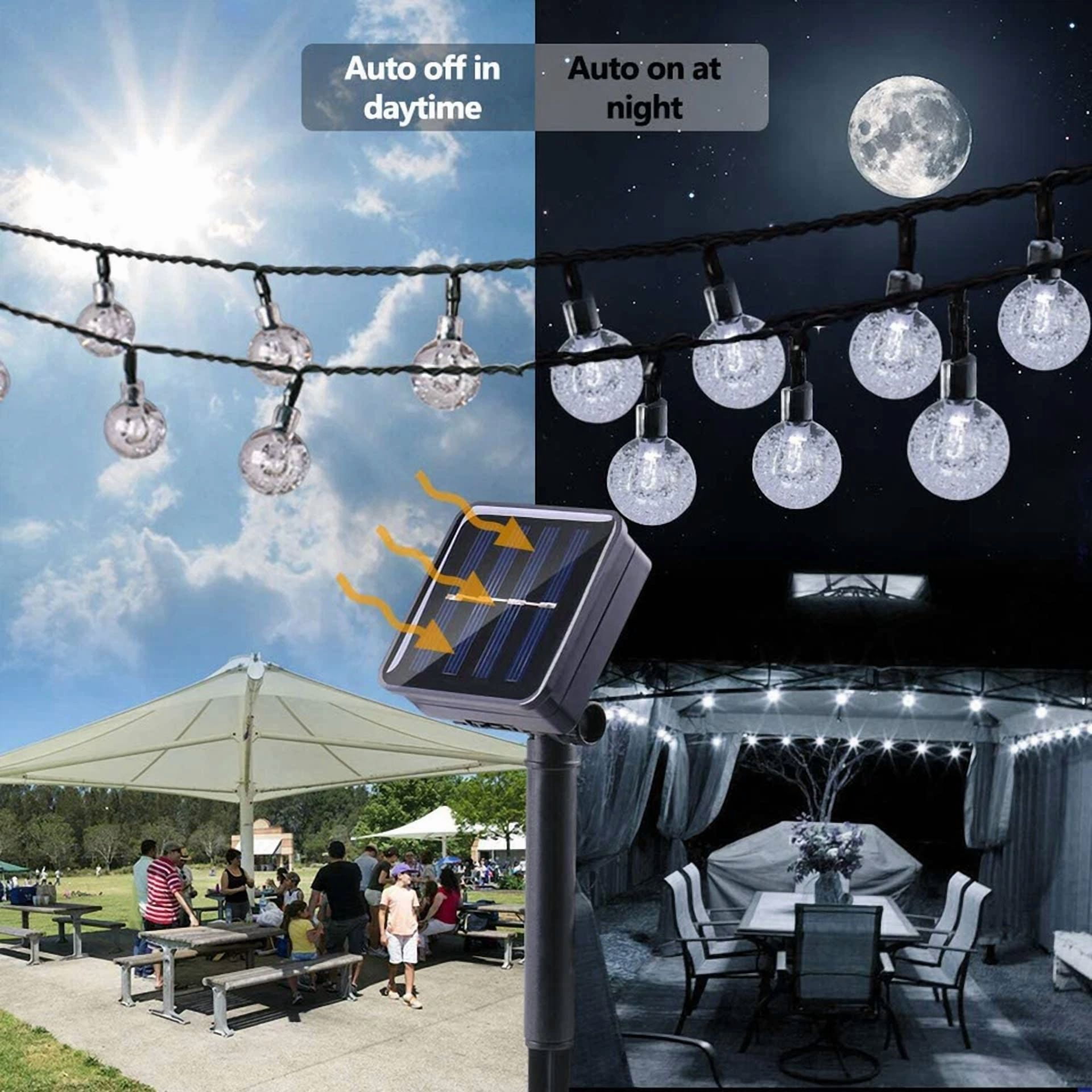 Purely Elizabeth Bubble String Lights Solar Powered LED Outdoor Decor (White, 30 Count) 5qc82