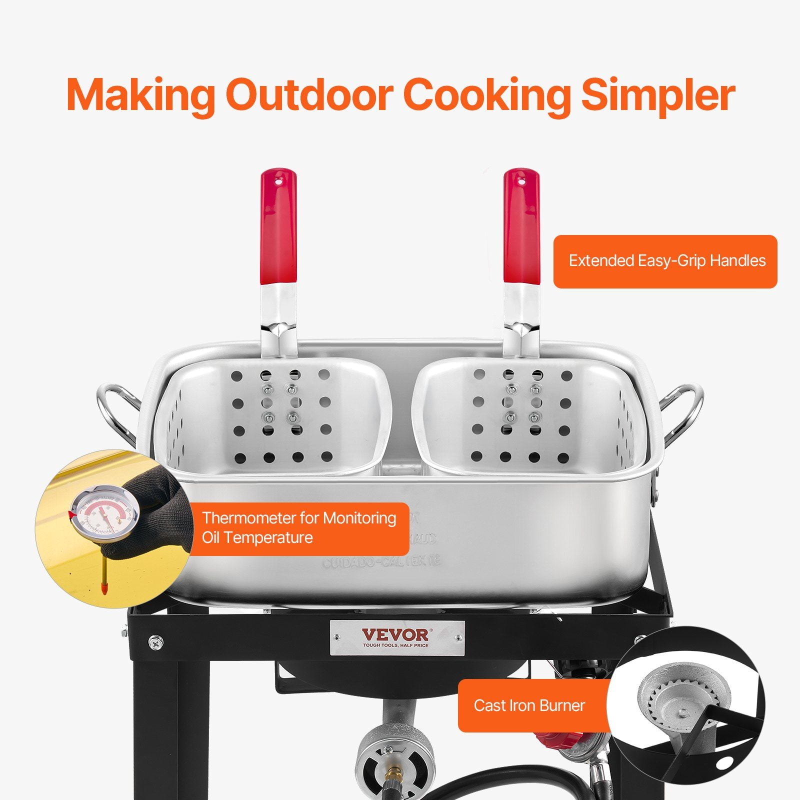 Outdoor Propane Deep Fryer Kit with 2 Baskets (18 Qt) 1p5ka - Image 7